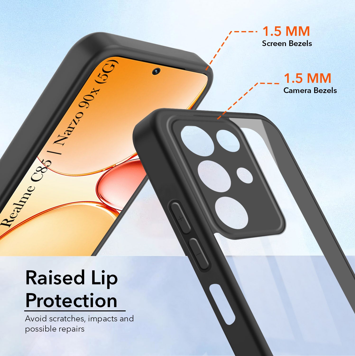 For Realme C85 5G | Realme Narzo 90x Back Cover Case Ultra-Hybrid (Lifetime Anti Yellow | Anti Scratch | Crystal Clear Shockproof)