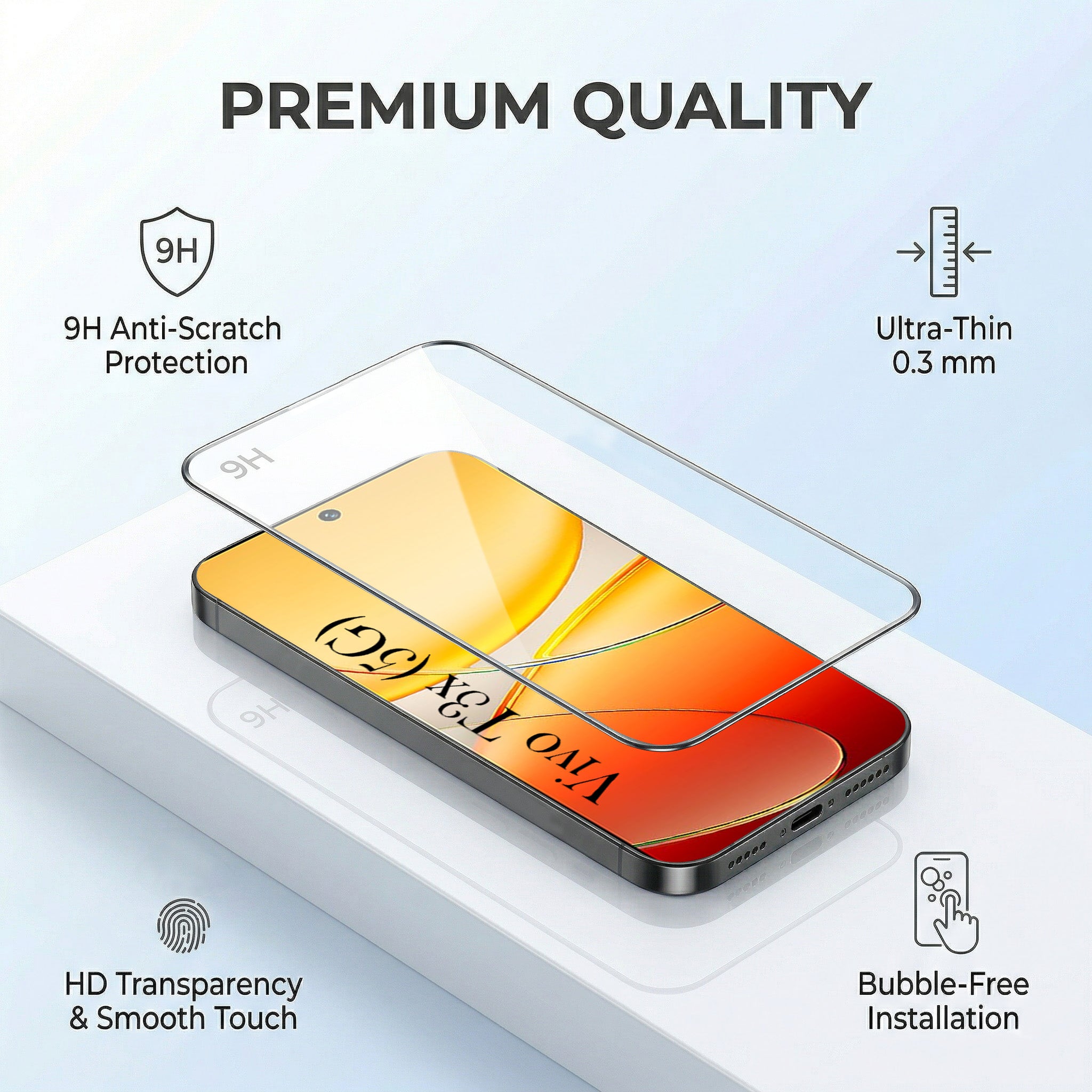 For Vivo T3X 5G Combo with Back Cover and 9H Tempered Glass (Liquid Silicone | Camera Protection | Oleophobic Coating Screen Glass)