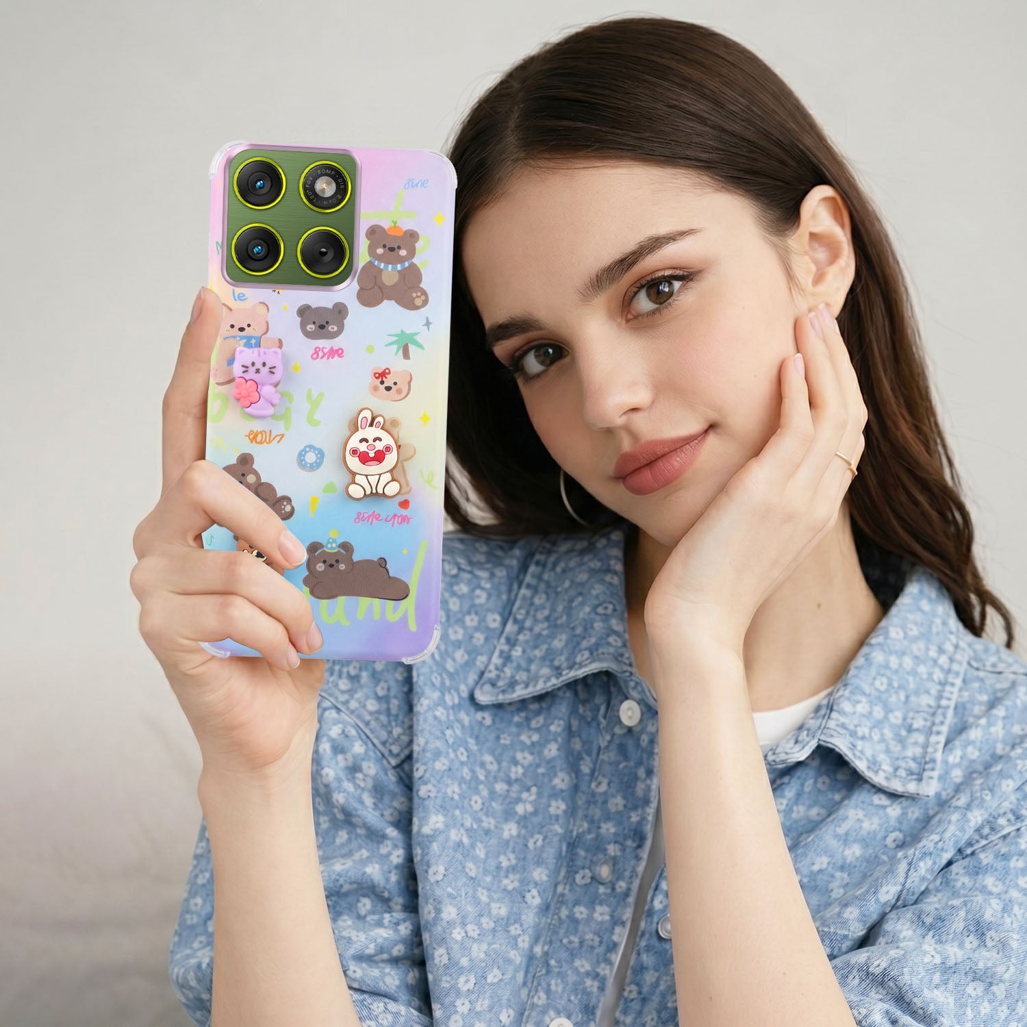 For Motorola Moto Edge 70 Back Cover Case (3D Cute Cartoons | Hard Back Side Soft | Matte Premium Finish | HD Printing)