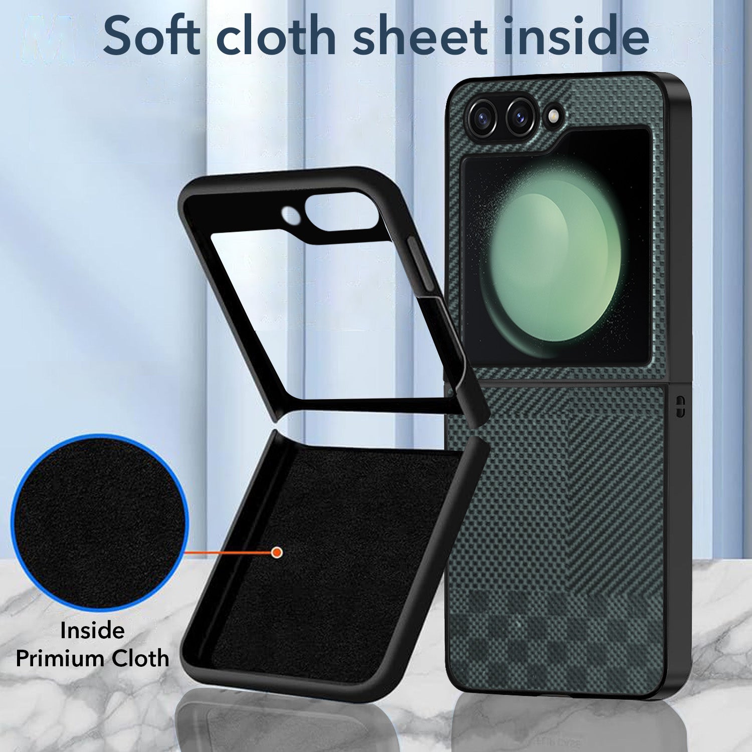 For Samsung Galaxy Z Flip 5 Back Flip Case Cover (Craft Printed Design | Hybrid Texture | Inside Microfiber Cloth)