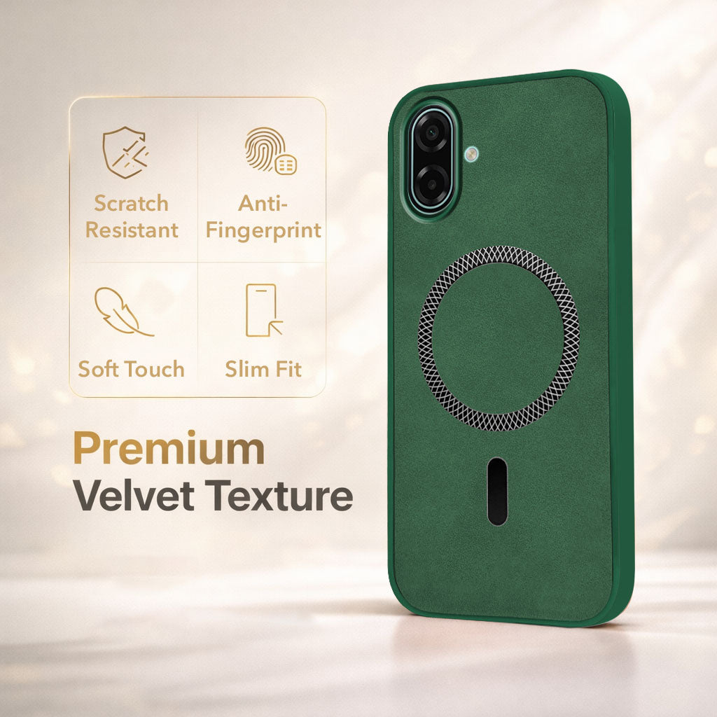 For Samsung Galaxy A07 5G | F70e 5G Back Cover Case Leather Finish (MagSafe Compatible Wireless Charging | Soft Touch | Camera Bump Protection)