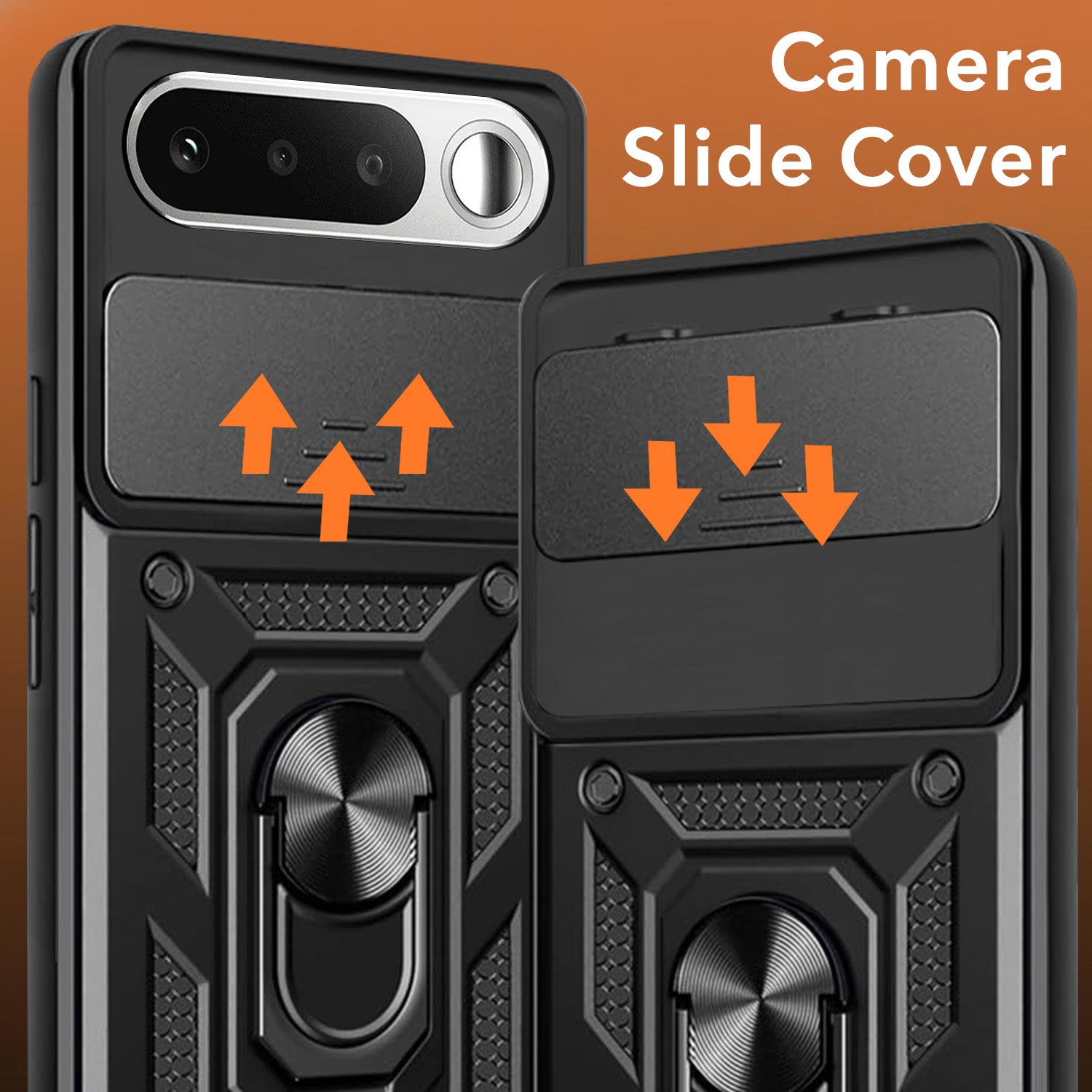 For Realme 16 Back Cover Case Hybrid Armor (Sliding Shutter Camera Protection | Polycarbonate |Ring Holder Kickstand)