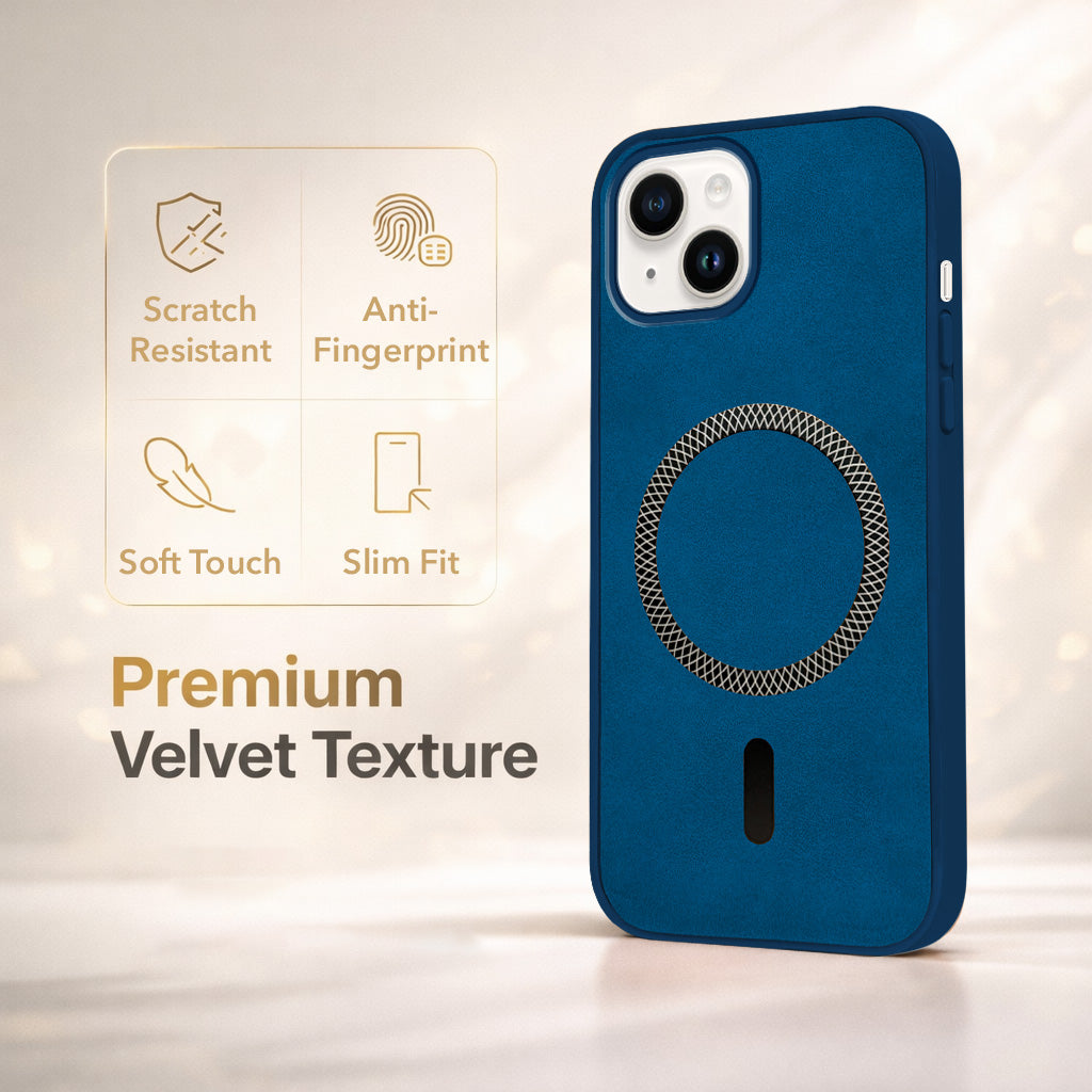 For Apple iPhone 14 Plus Back Cover Case Leather Finish (MagSafe Compatible Wireless Charging | Soft Touch | Camera Bump Protection)