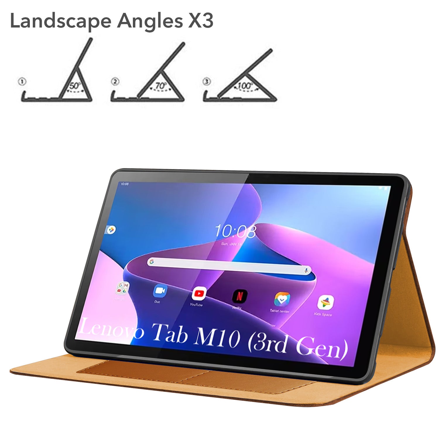 For Lenovo Tab M10 Gen 3 (TB328XU) Flip Cover Folio Cover 10.1 Inch (PU Leather | Multi-Angle Smart Stand | Card Storage Slots | Silicone Back Pouch)