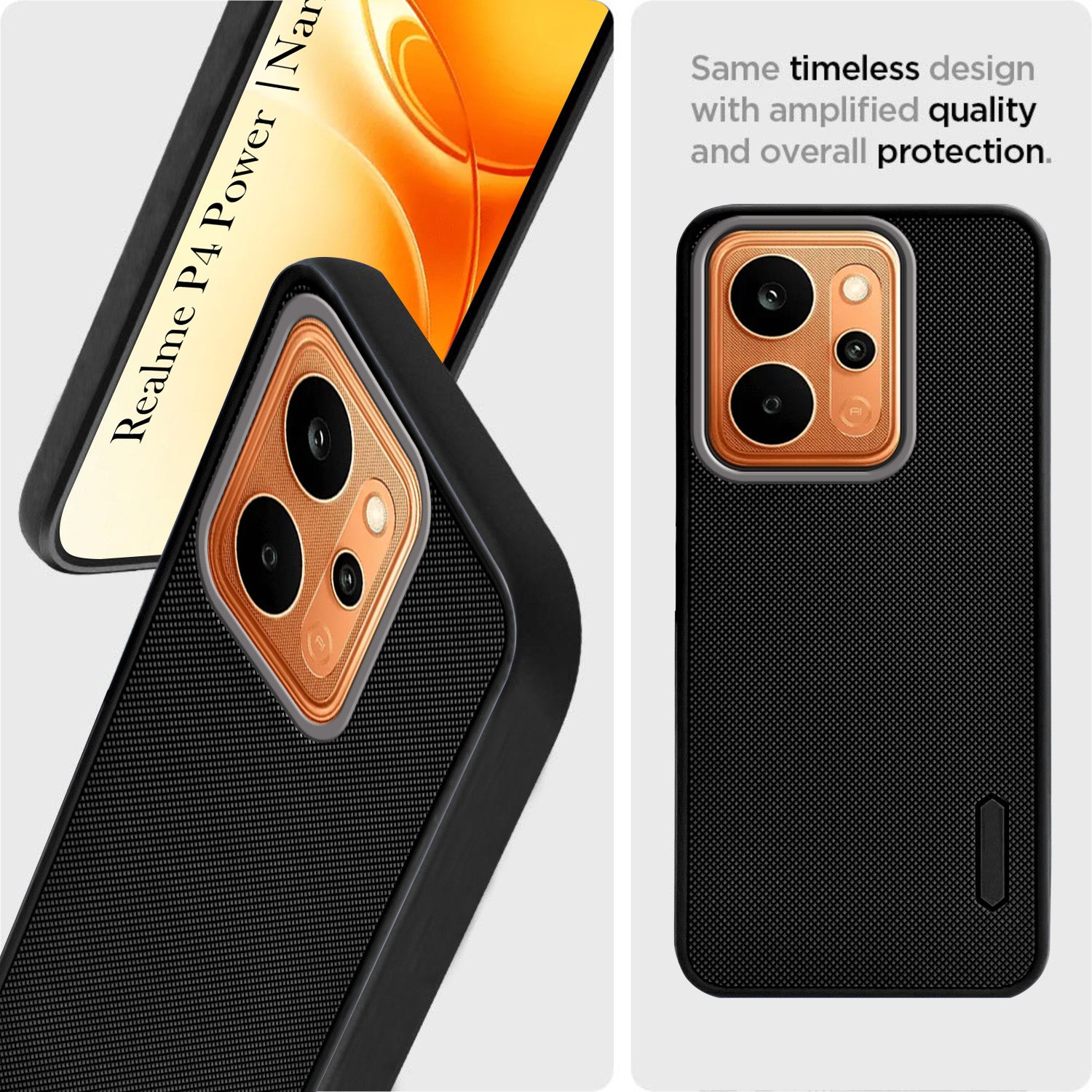 For Realme P4 Power 5G | Realme Narzo Power Back Cover Case Rubberised (Textured Grip Design | Micro-Fiber Cloth Inside | Slim and Light Weight | Soft Touch and Feel)