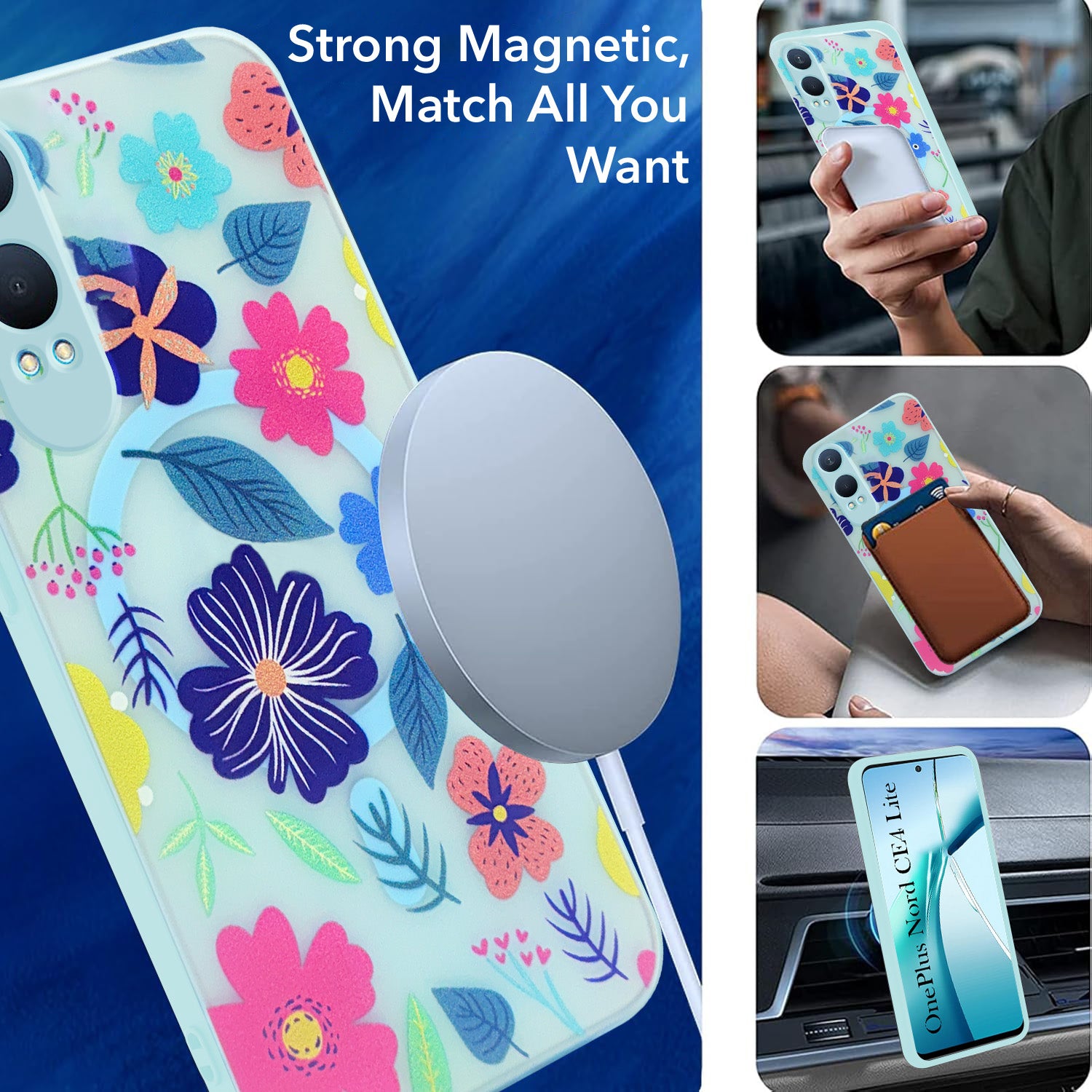 For OnePlus Nord CE 4 Lite Back Cover Case (Cute Floral Design | Flower Print for Girls | MagSafe Compatible Wireless Charging)