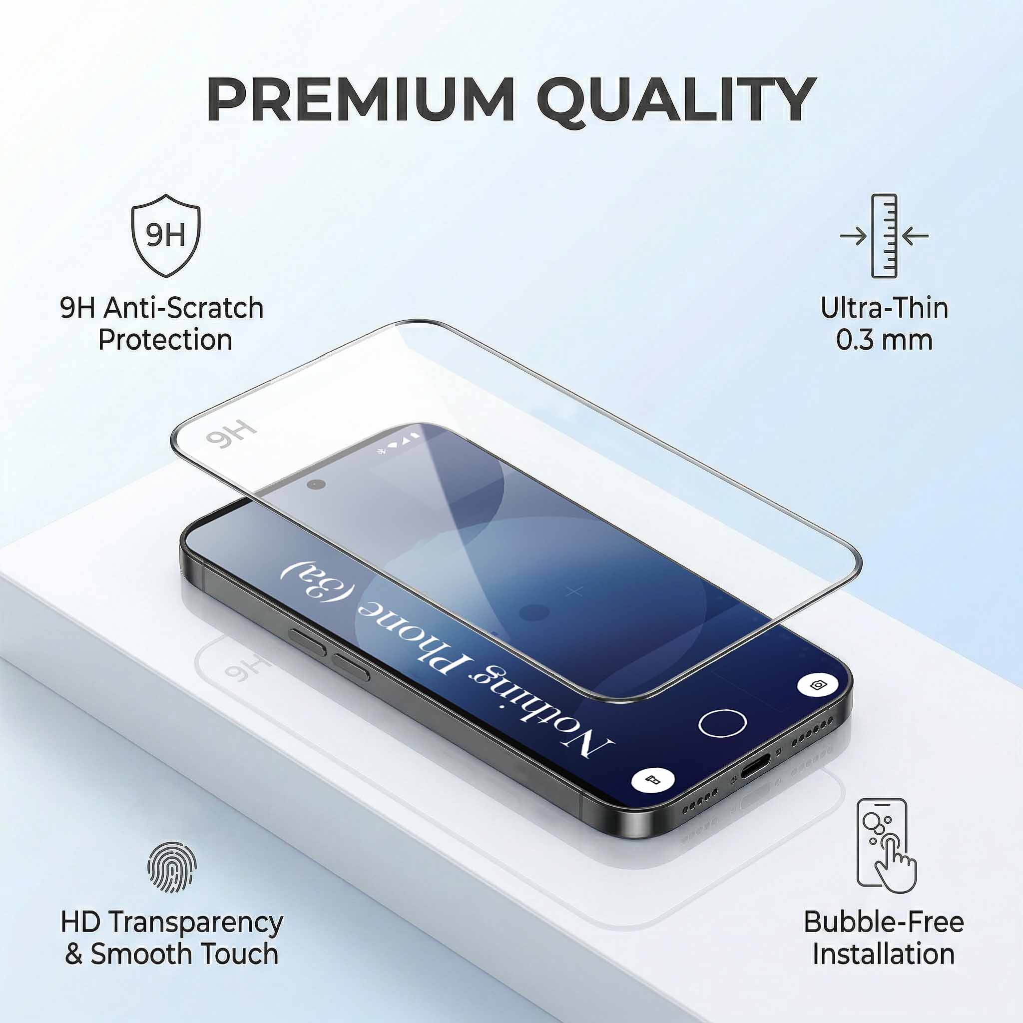For Nothing Phone 3A Combo with Back Cover and 9H Tempered Glass (Liquid Silicone | Camera Protection | Oleophobic Coating Screen Glass)
