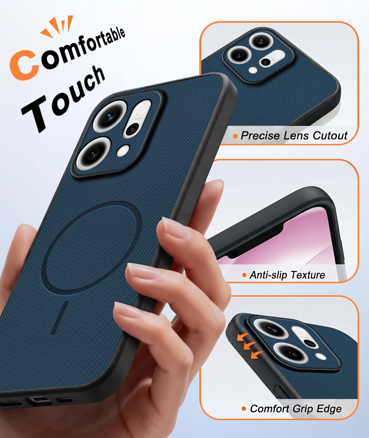 For Oppo Reno14 5G Back Cover Case PU Leather (Texture Grip Design | Professional Minimalist | Camera Protection | Soft and Flexible)
