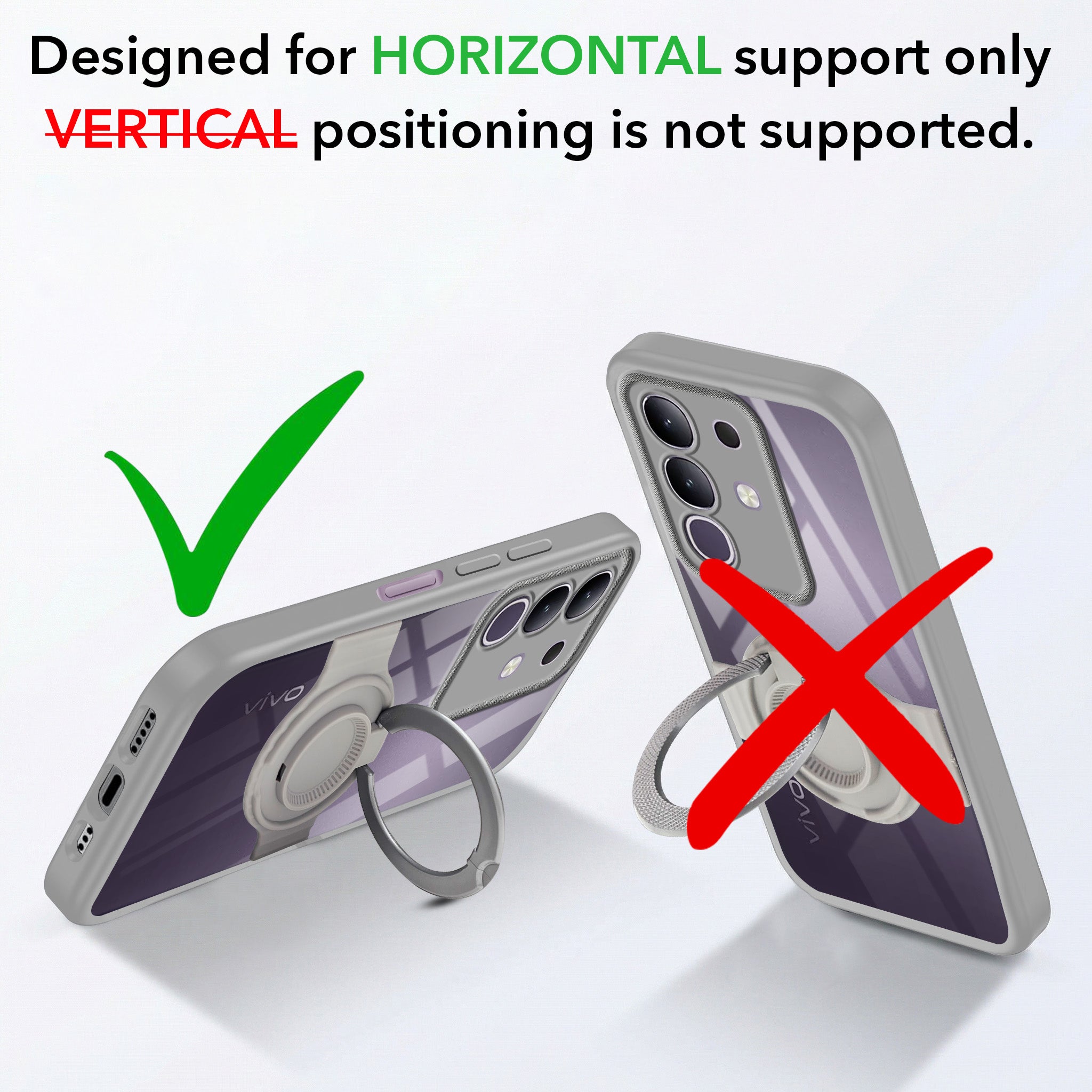 For Vivo T4x | Vivo Y31 Pro Back Cover Case with stand (Built-in Ring Holder Kickstand | Lifetime Anti Yellow | Camera Protection)