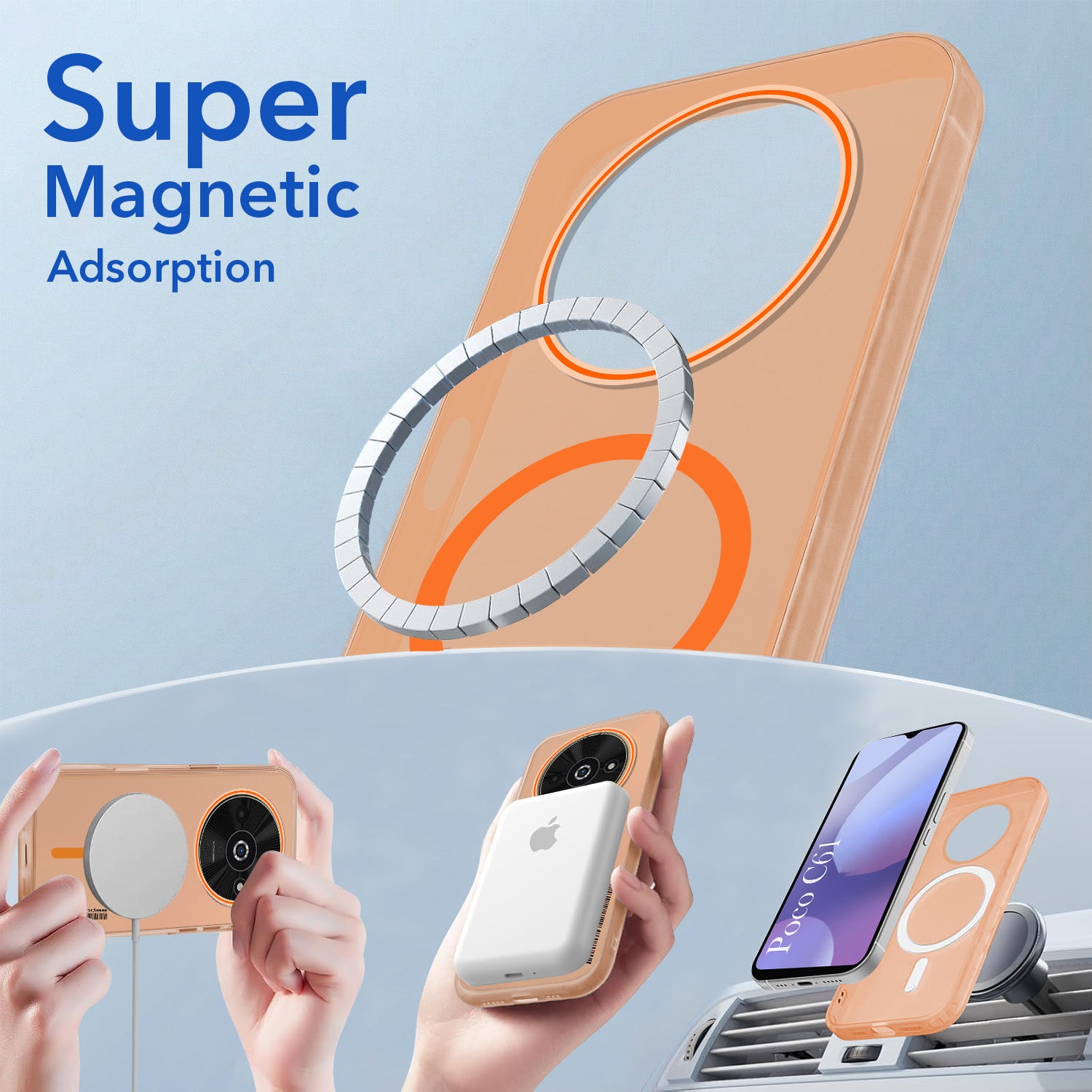 For Xiaomi Poco C61 Back Cover Case (Soft Touch | Camera Bump Protection | MagSafe Compatible | Matte Finish)