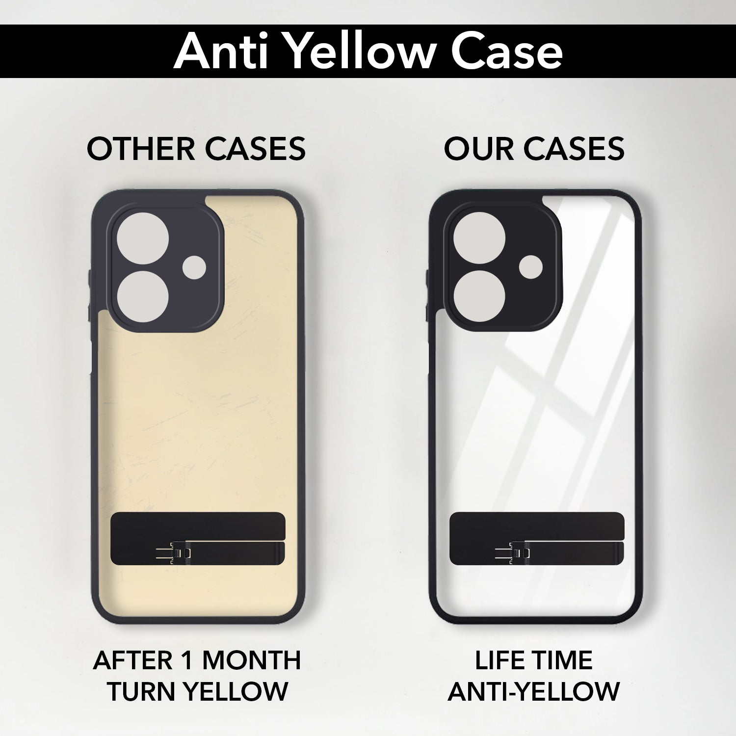 For Oppo A3X (4G/5G) | Oppo A3 5G Back Cover Case (Built-in Stand | Lifetime Anti Yellow | Kickstand Shockproof | Camera Protection | MagSafe Compatible)