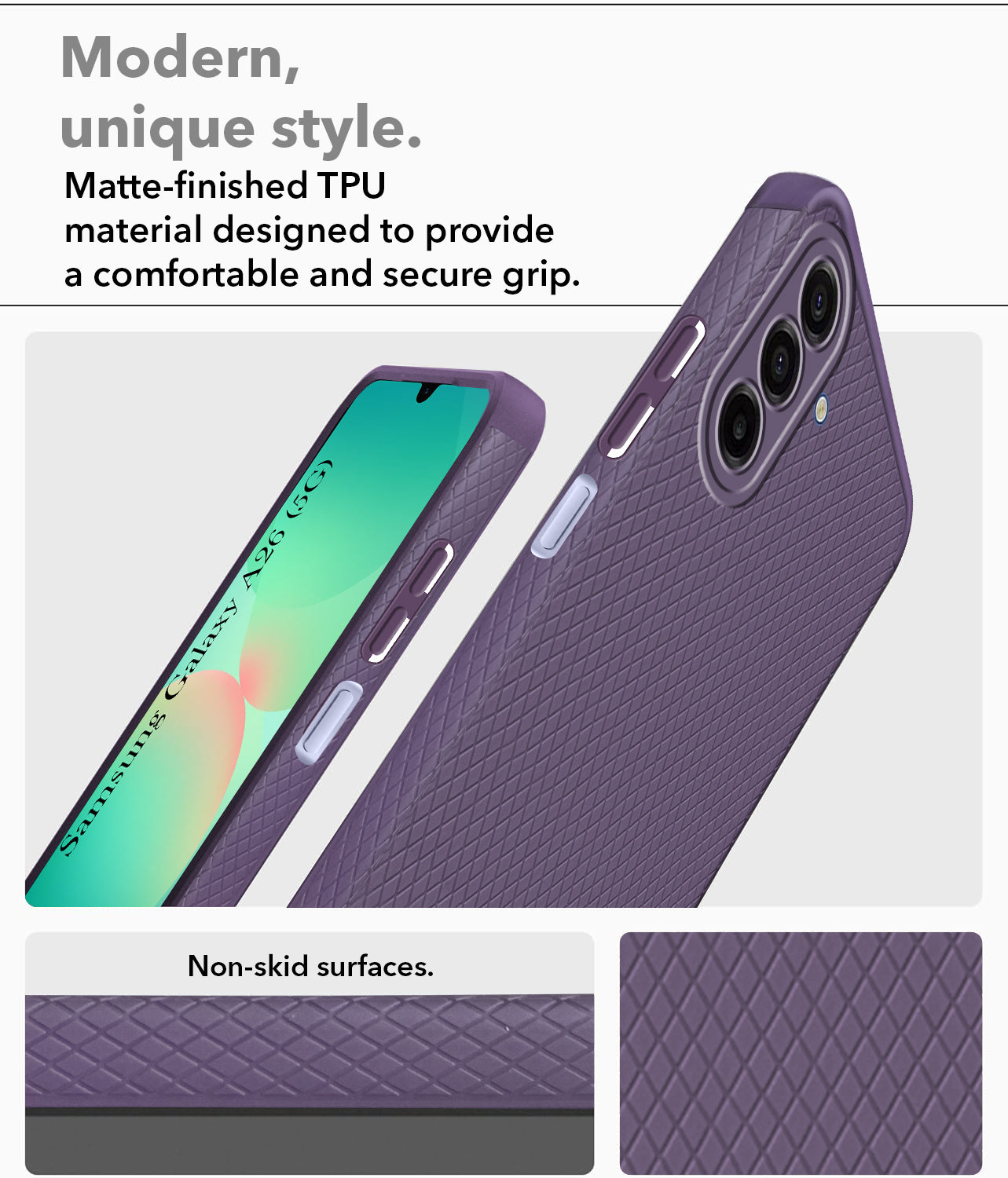 For Samsung Galaxy A26 5G Back Cover Case (Liquid Silicone | Side Grip | Camera Protection)