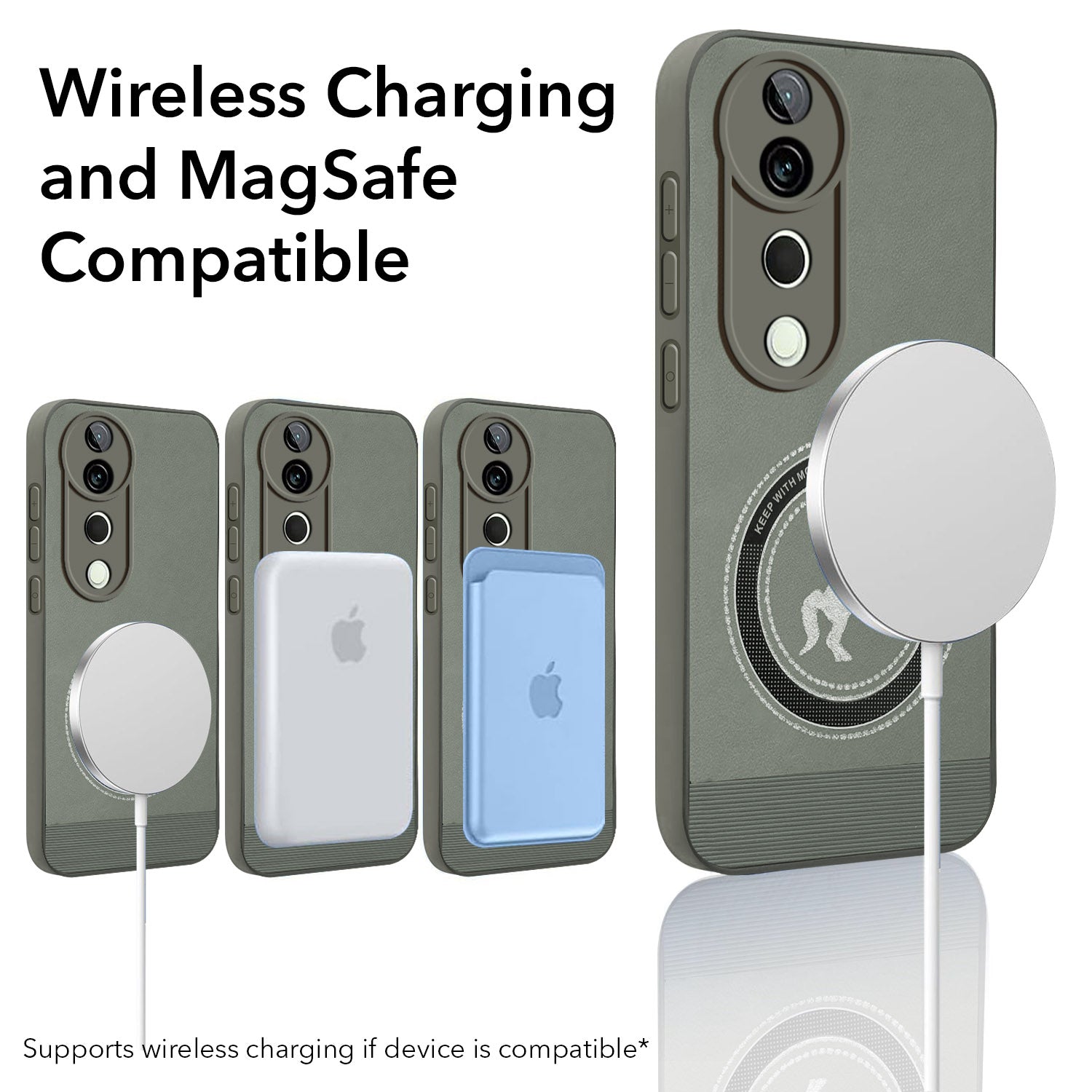 For Vivo T3 Ultra Back Cover Case PU Leather Finish Back Cover Case (Professional Minimalist Texture | MagSafe Compatile | Camera Protection | Sleek Sober Formal)