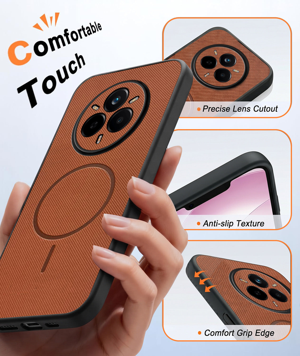 For Realme 14 Pro Back Cover Case PU Leather (Texture Grip Design | Professional Minimalist | Camera Protection | Soft and Flexible)