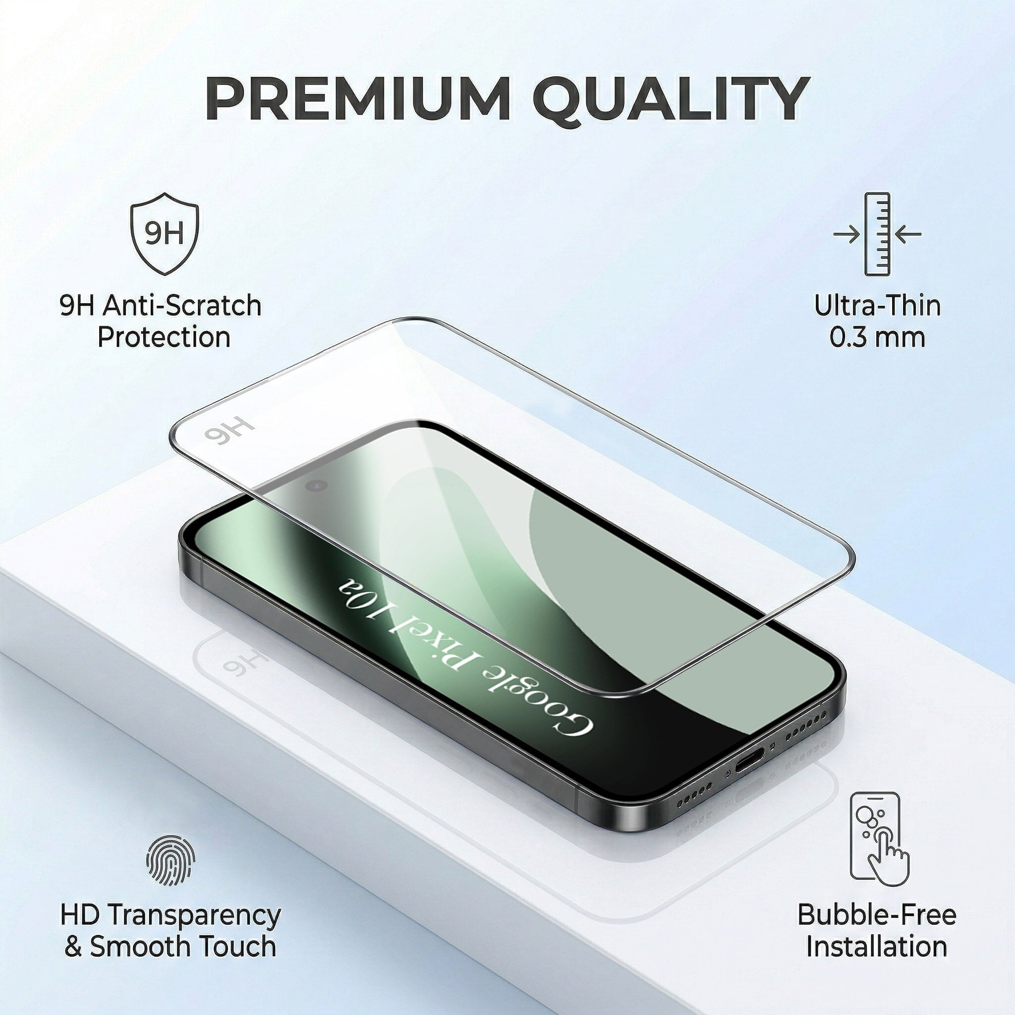 For Google Pixel 10a Combo with Back Cover and 9H Tempered Glass (Lifetime Anti-Yellow | Sleek Hard Crystal | Oleophobic Coating Screen Glass)
