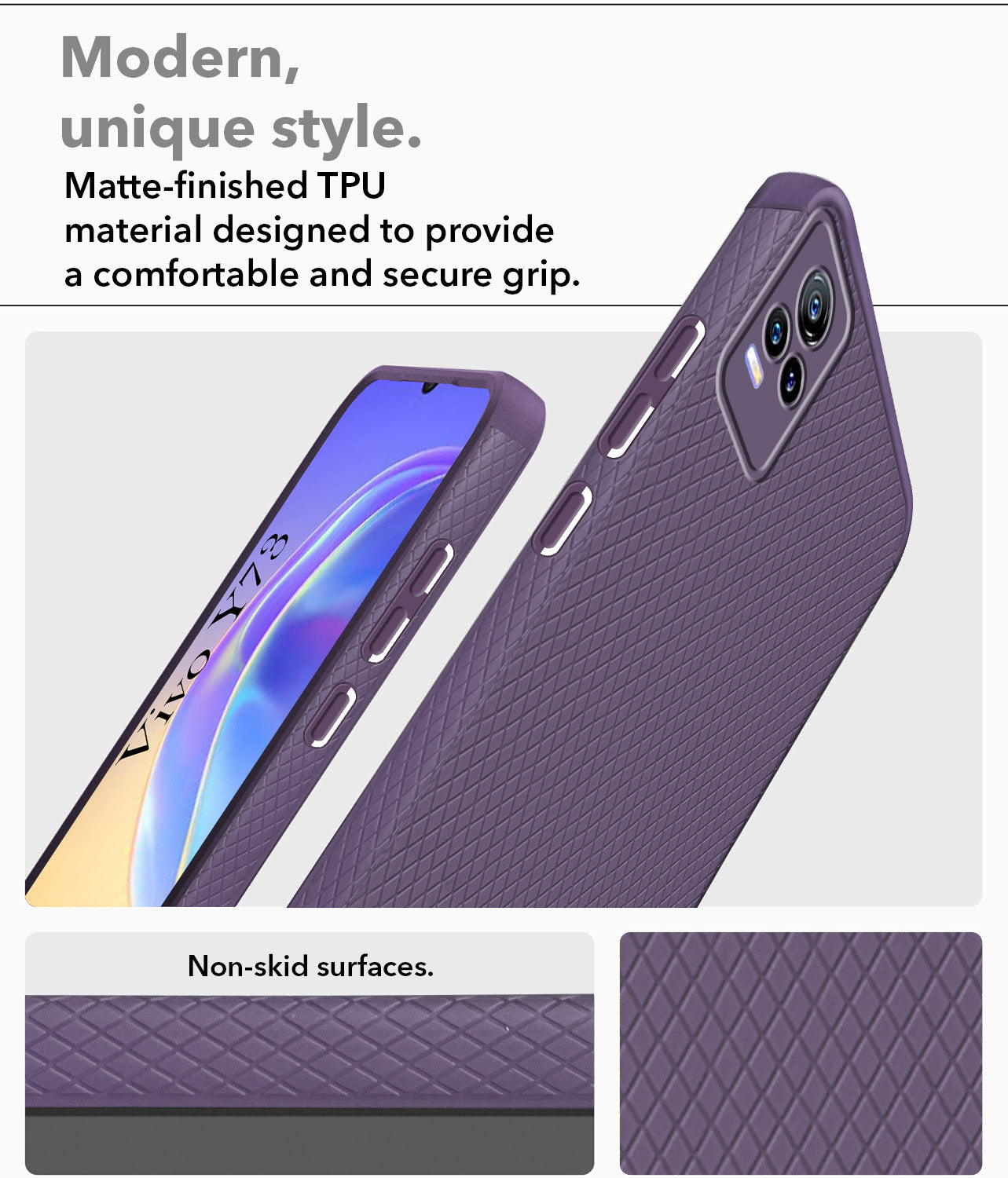For Vivo Y73 Back Cover Case (Liquid Silicone | Side Grip | Camera Protection)