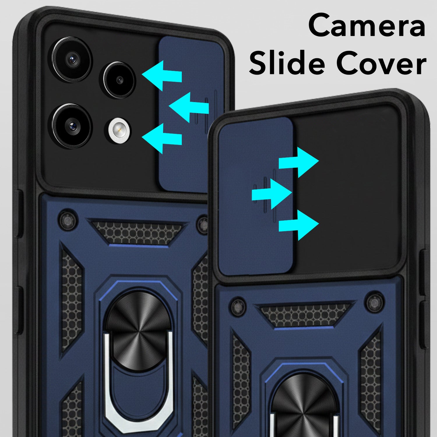 For Nothing Phone 3A Lite Back Cover Case Lite Hybrid Armor (Sliding Shutter Camera Protection | Polycarbonate |Ring Holder Kickstand)