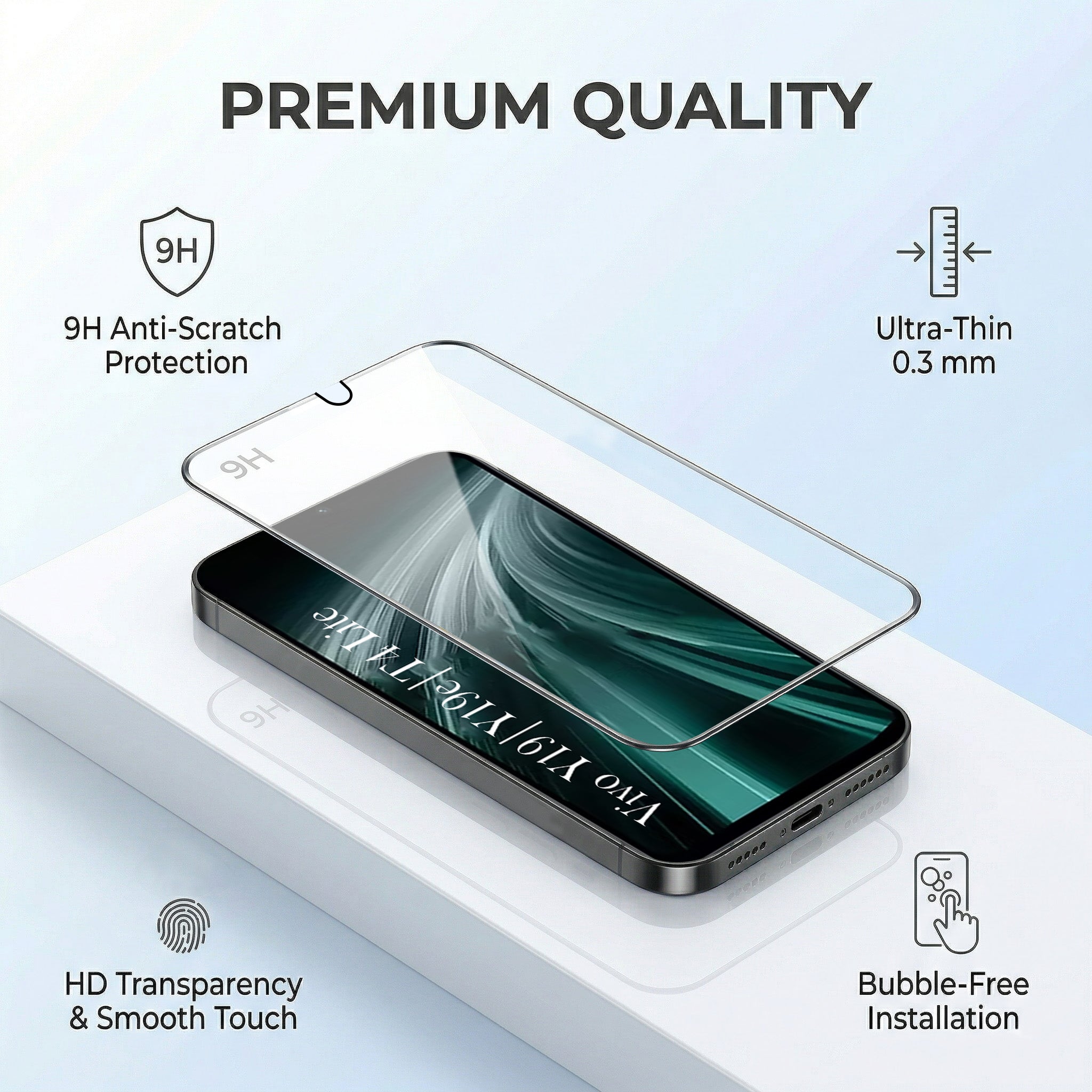 For Vivo Y19 | Vivo Y19e | Vivo T4 Lite Combo (Textured Grip Design | Micro-Fiber Cloth Inside | Oleophobic Coating Screen Glass)