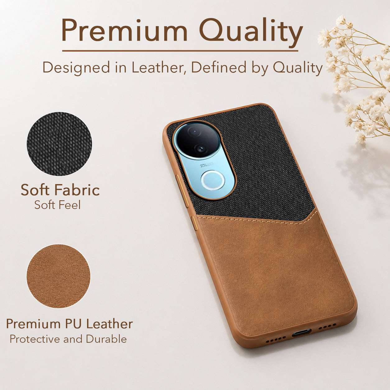 For Vivo iQOO Z10R Back Cover Case (Dual PU Leather Stitch | Professional Minimalist | Soft and Flexible)