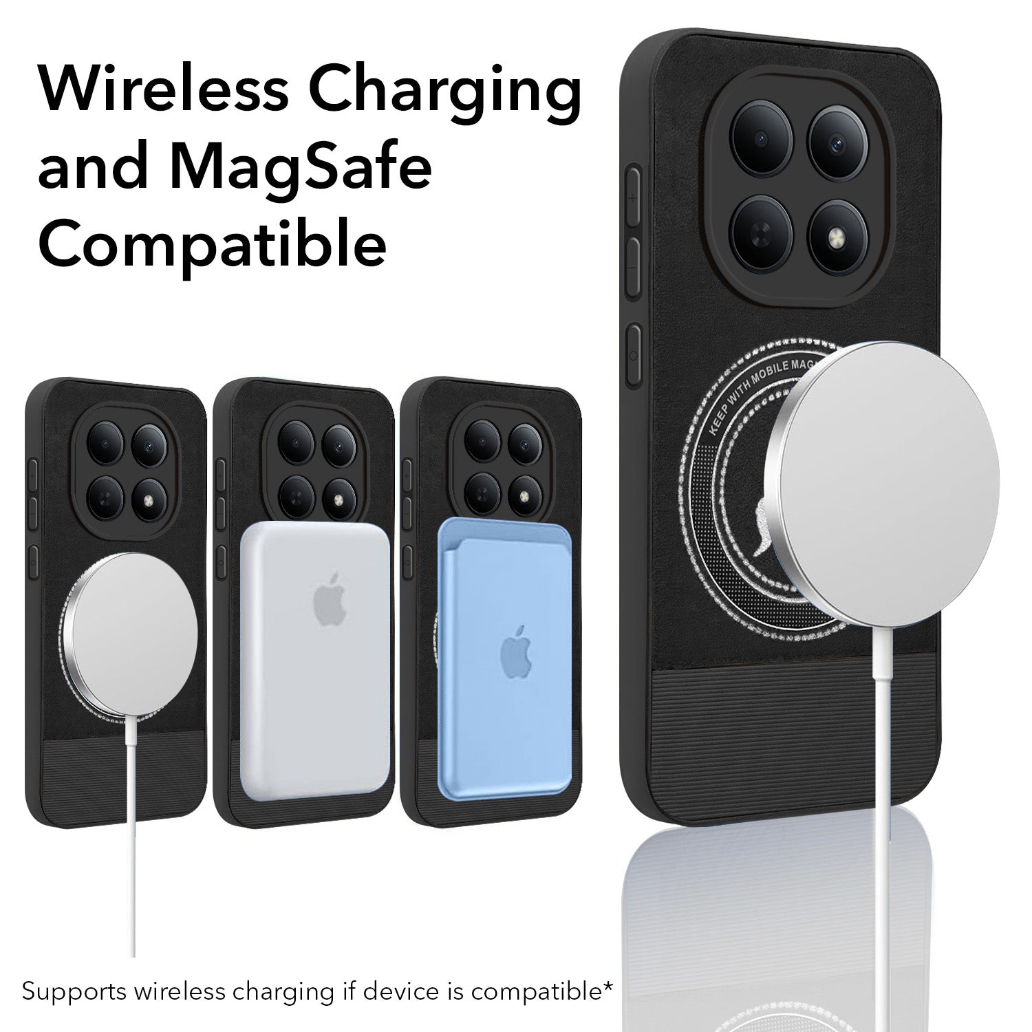 For Poco M8 5G Back Cover Case PU Leather Finish (Professional Minimalist Texture | MagSafe Compatile | Camera Protection | Sleek Sober Formal)