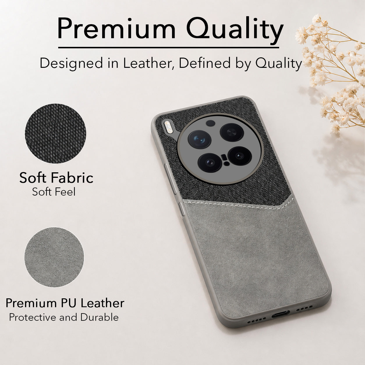 For Vivo X300 Pro Back Cover Case (Dual PU Leather Stitch | Professional Minimalist | Soft and Flexible)