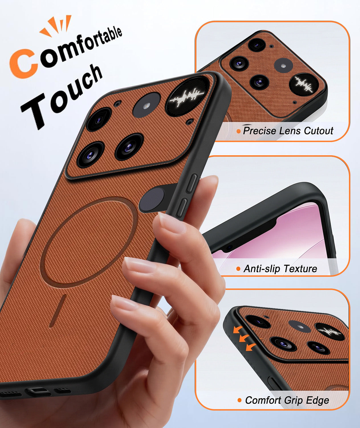 For Nothing Phone 3 Back Cover Case PU Leather (Texture Grip Design | Professional Minimalist | Camera Protection | Soft and Flexible)