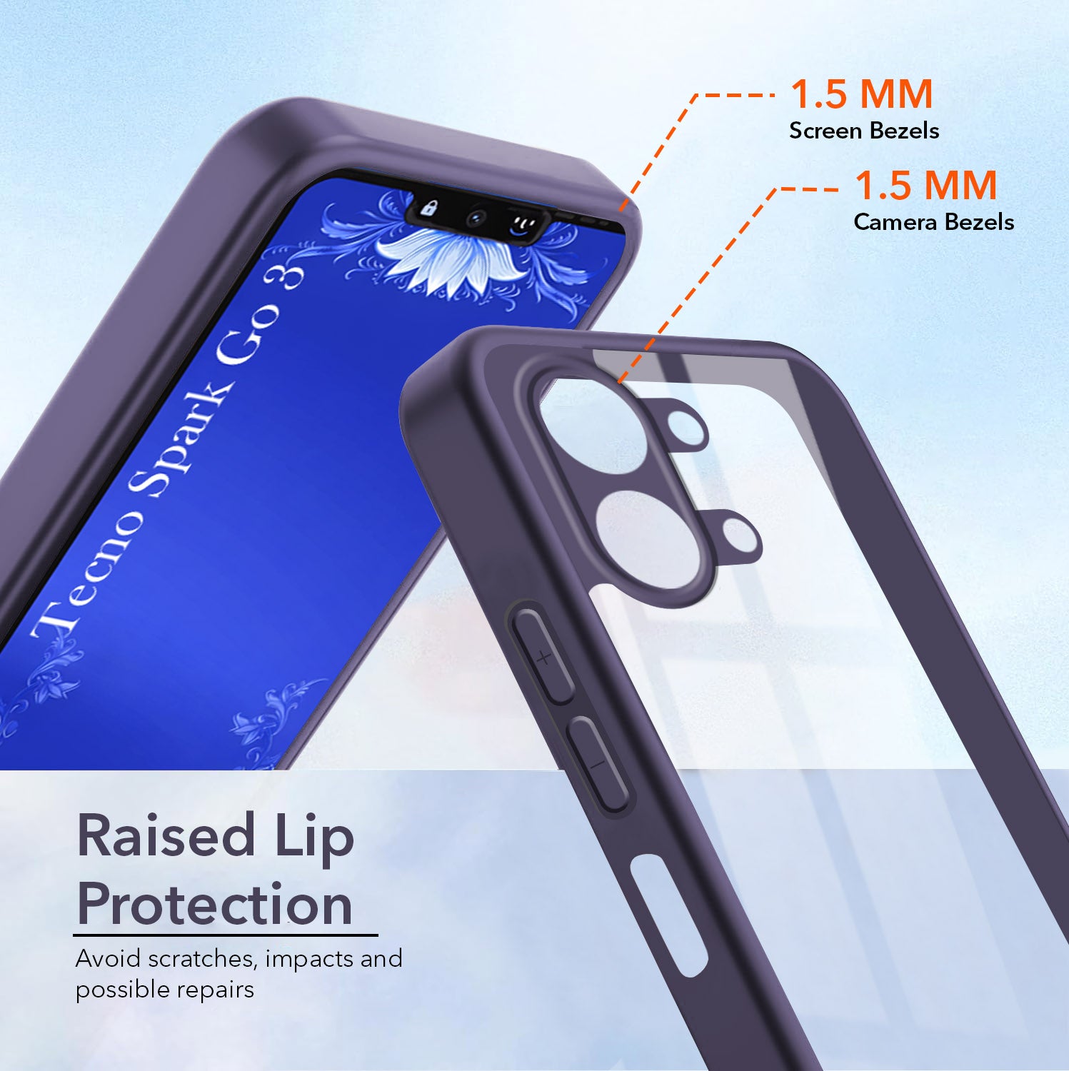 For Tecno Spark Go 3 Back Cover Case Ultra-Hybrid (Lifetime Anti Yellow | Anti Scratch | Crystal Clear Shockproof)