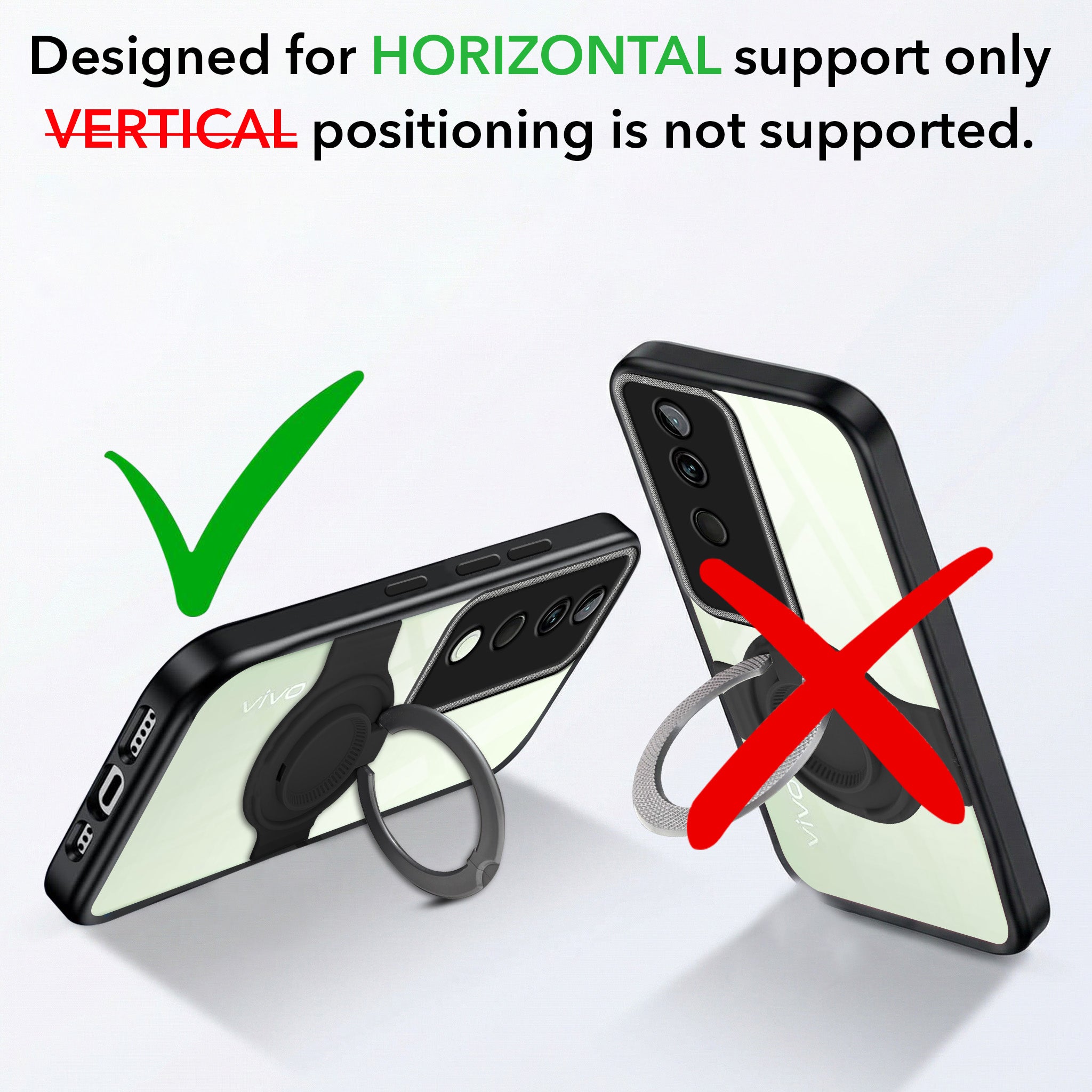 For Vivo T3 Ultra Back Cover Case with stand (Built-in Ring Holder Kickstand | Lifetime Anti Yellow | Camera Protection)
