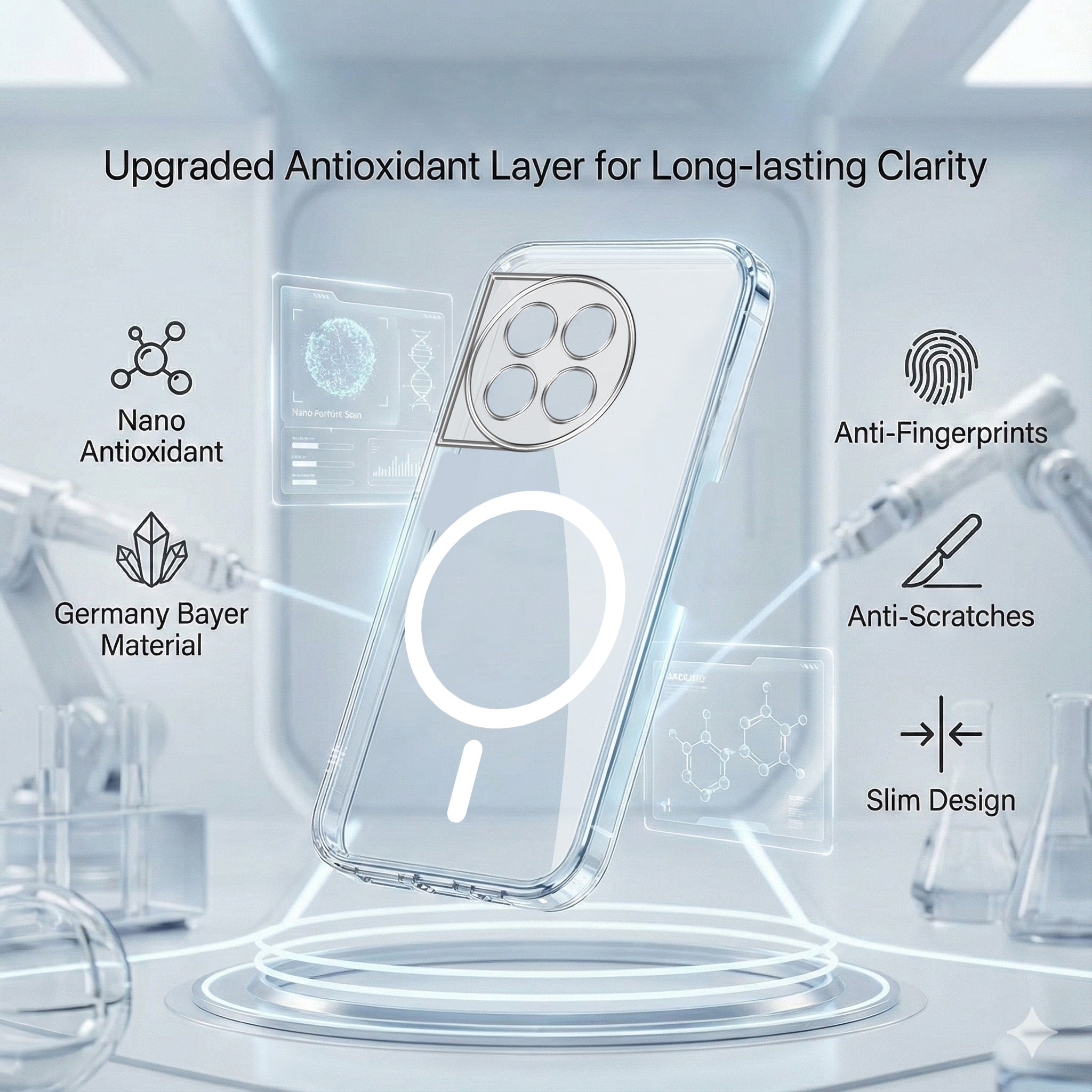 For OnePlus 11R Back Cover Case Lifetime Anti-Yellow MagSafe Compatible Clear (Sleek Hard Crystal | Shockproof and Camera Protection)