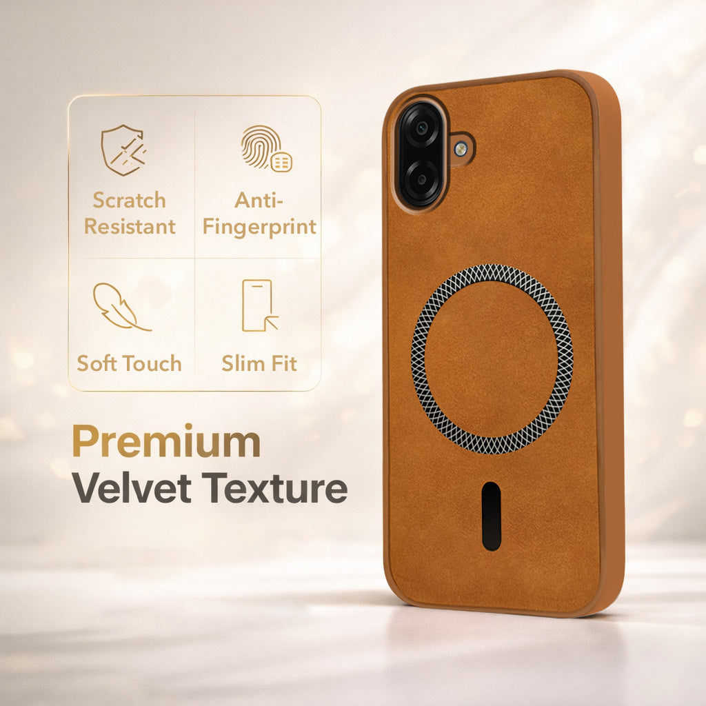 For Samsung Galaxy M07 | Samsung Galaxy F07 Back Cover Case Leather Finish (MagSafe Compatible Wireless Charging | Soft Touch | Camera Bump Protection)