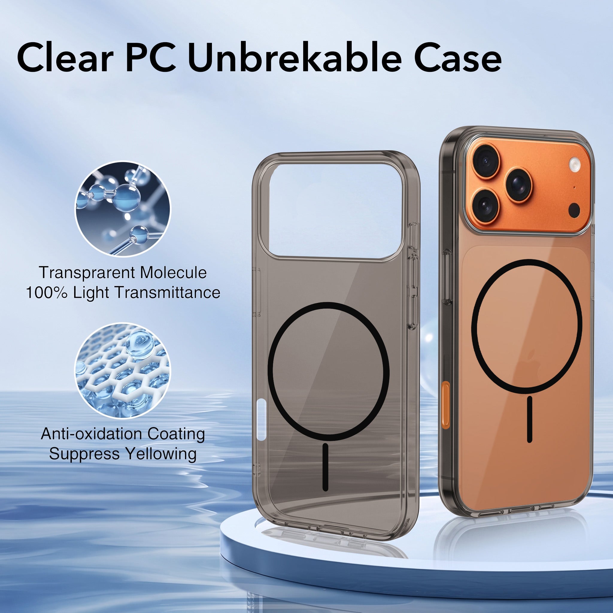 For Apple iPhone 17 Pro Max Back Case Cover Crystal Anti Yellow (Unbreakable PC | MagSafe Wireless Charging Support |Camera Protection Bump)