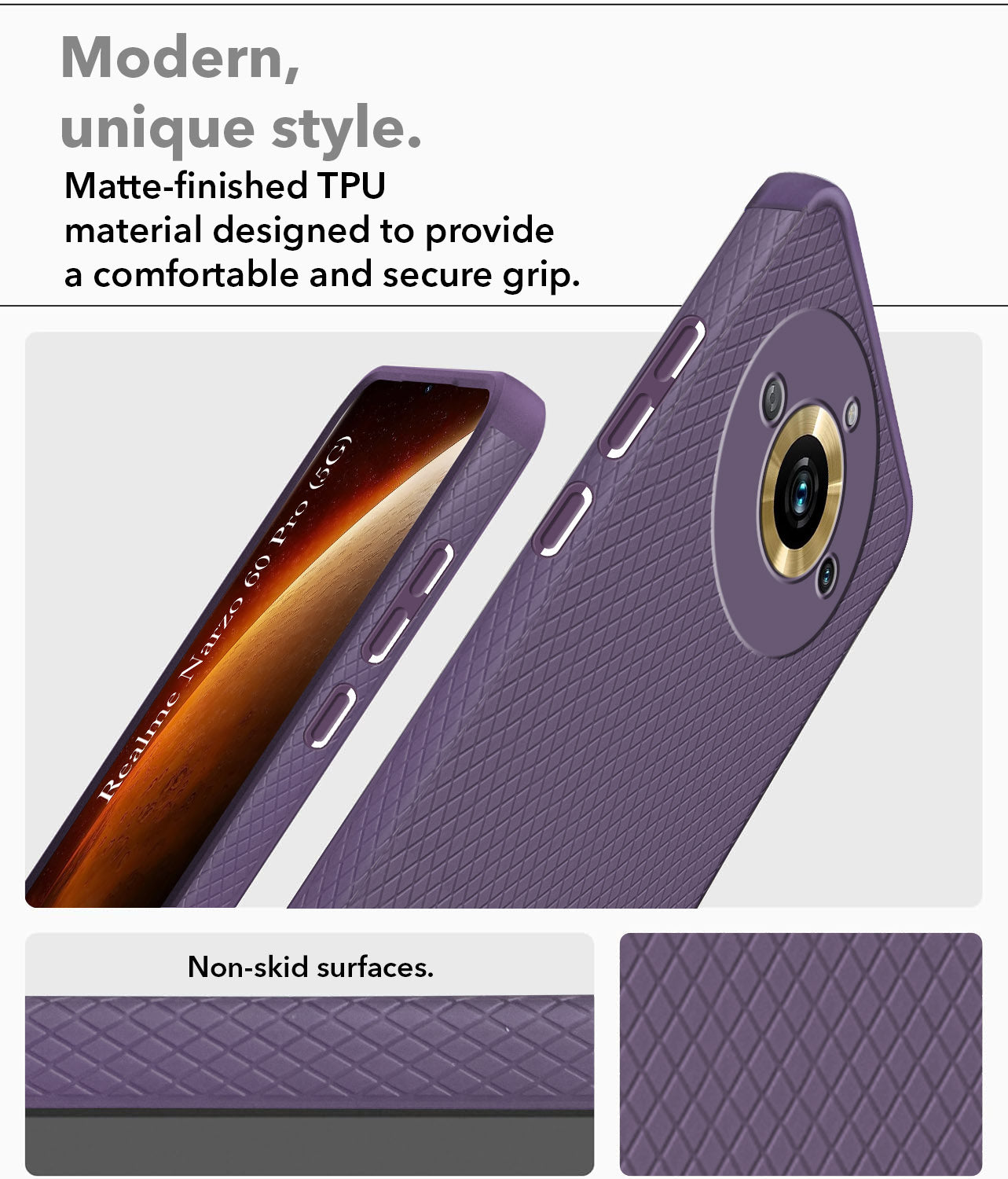 For Realme Narzo 60 Pro Back Cover Case (Liquid Silicone | Side Grip | Camera Protection)