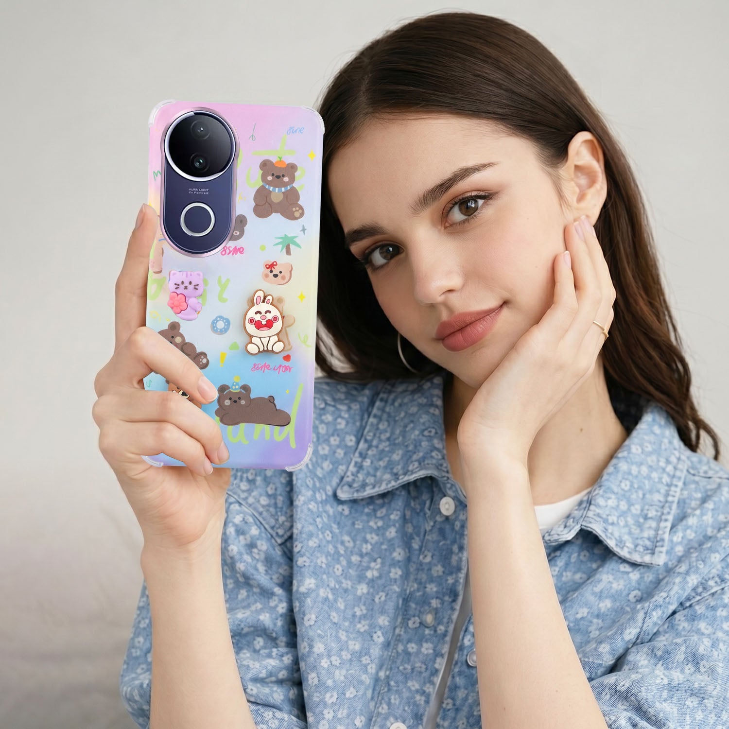 For Vivo T4R Back Cover Case (3D Cute Cartoons | Hard Back Side Soft | Matte Premium Finish | HD Printing)
