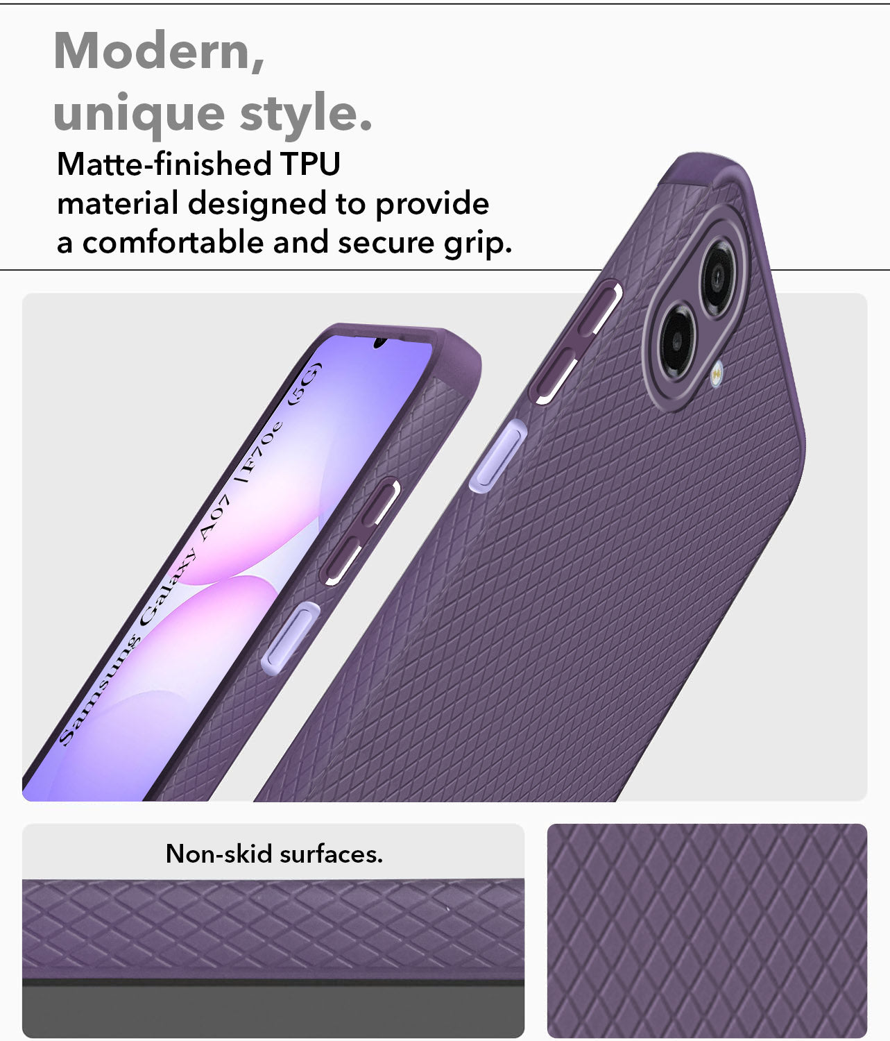 For Samsung Galaxy A07 | F70e 5G Back Cover Case (Camera Protection | Side Grip Texture | Soft and Flexible)
