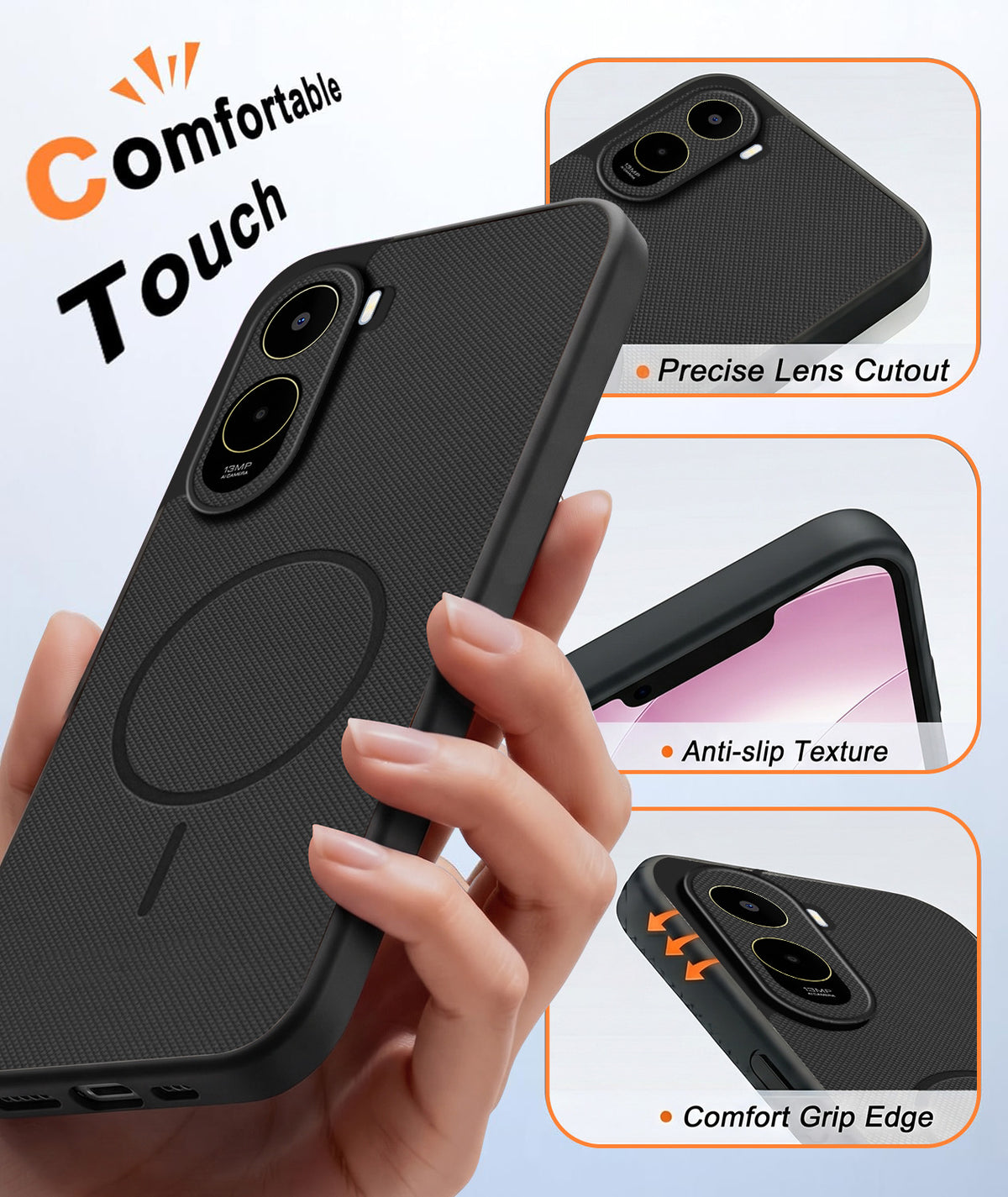 For Poco C81 5G Back Cover Case PU Leather (Texture Grip Design | Professional Minimalist | Camera Protection | Soft and Flexible)