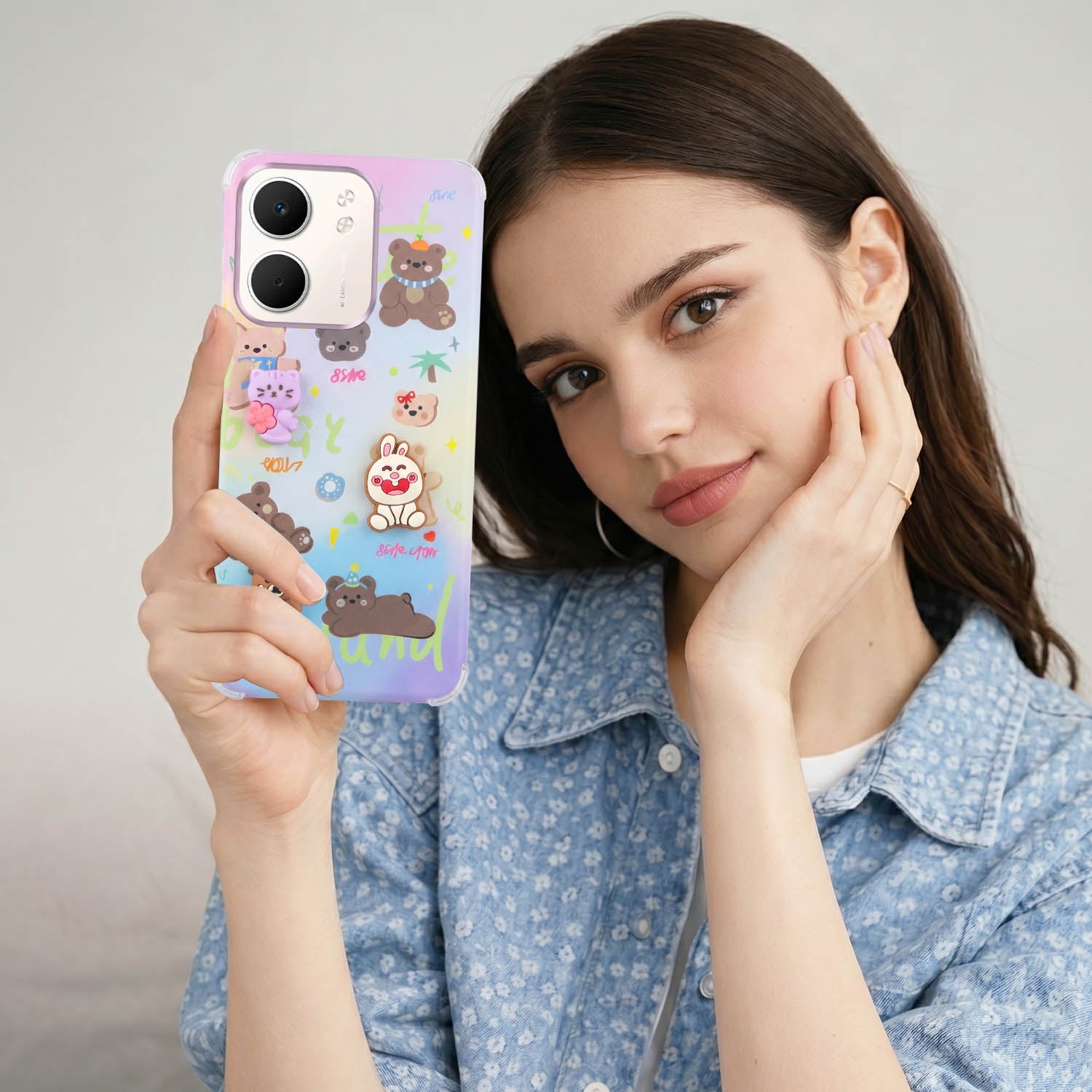 For Oppo A5X Back Cover Case (3D Cute Cartoons | Hard Back Side Soft | Matte Premium Finish | HD Printing)