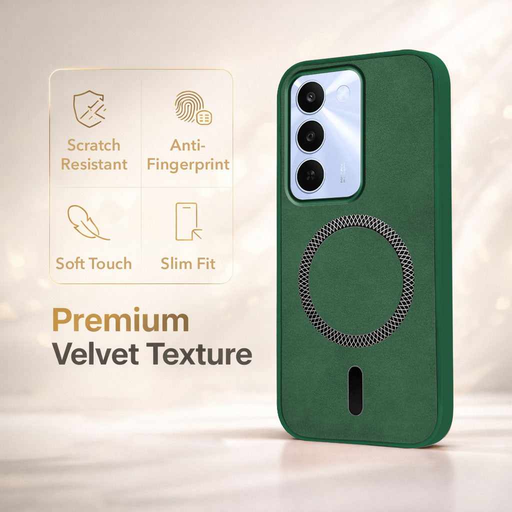 For Realme C83 5G Back Cover Case Leather Finish (MagSafe Compatible Wireless Charging | Soft Touch | Camera Bump Protection)