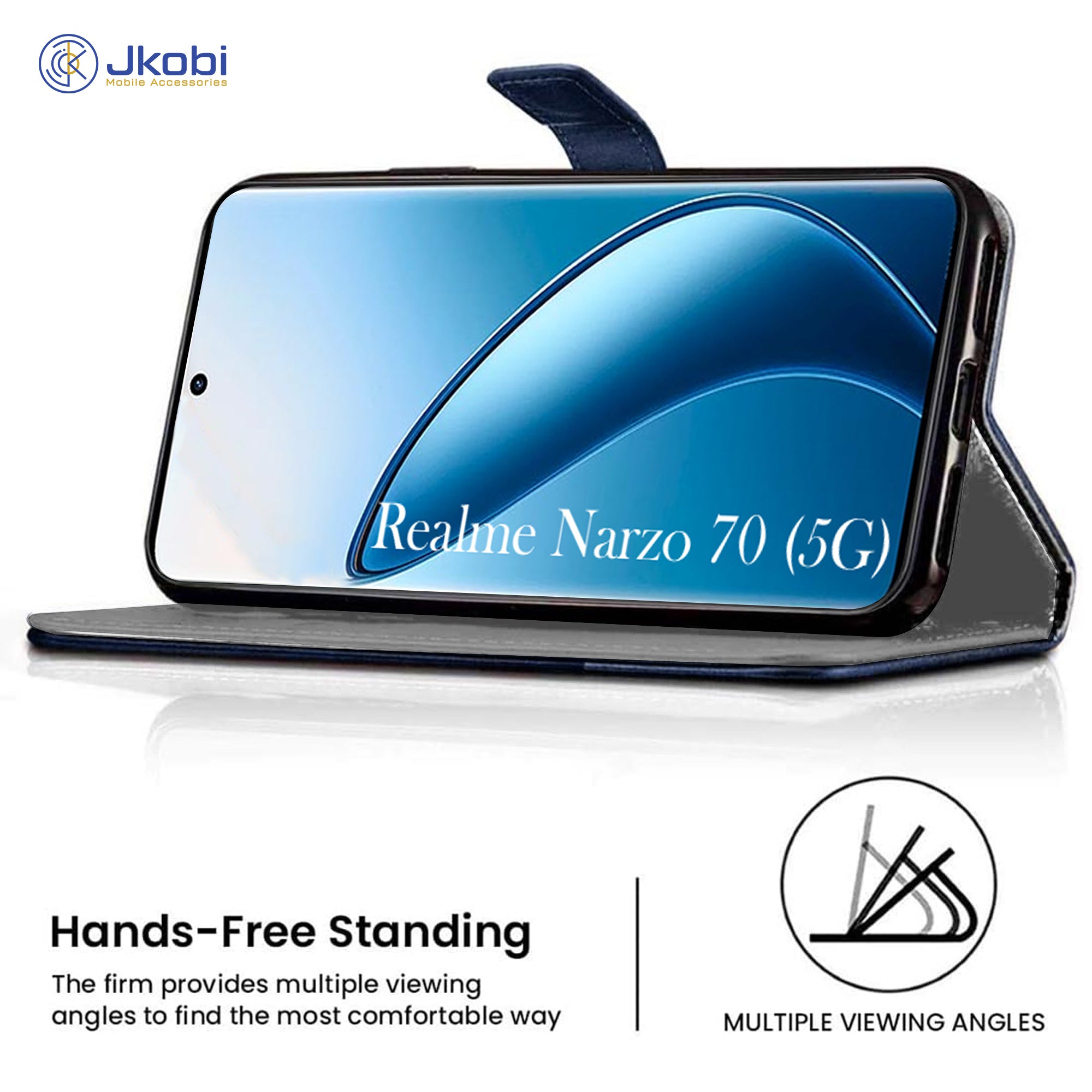 For Realme Narzo 70 5G Flip Cover Case (Professional Dual Leather Wallet with Magnetic Closure)