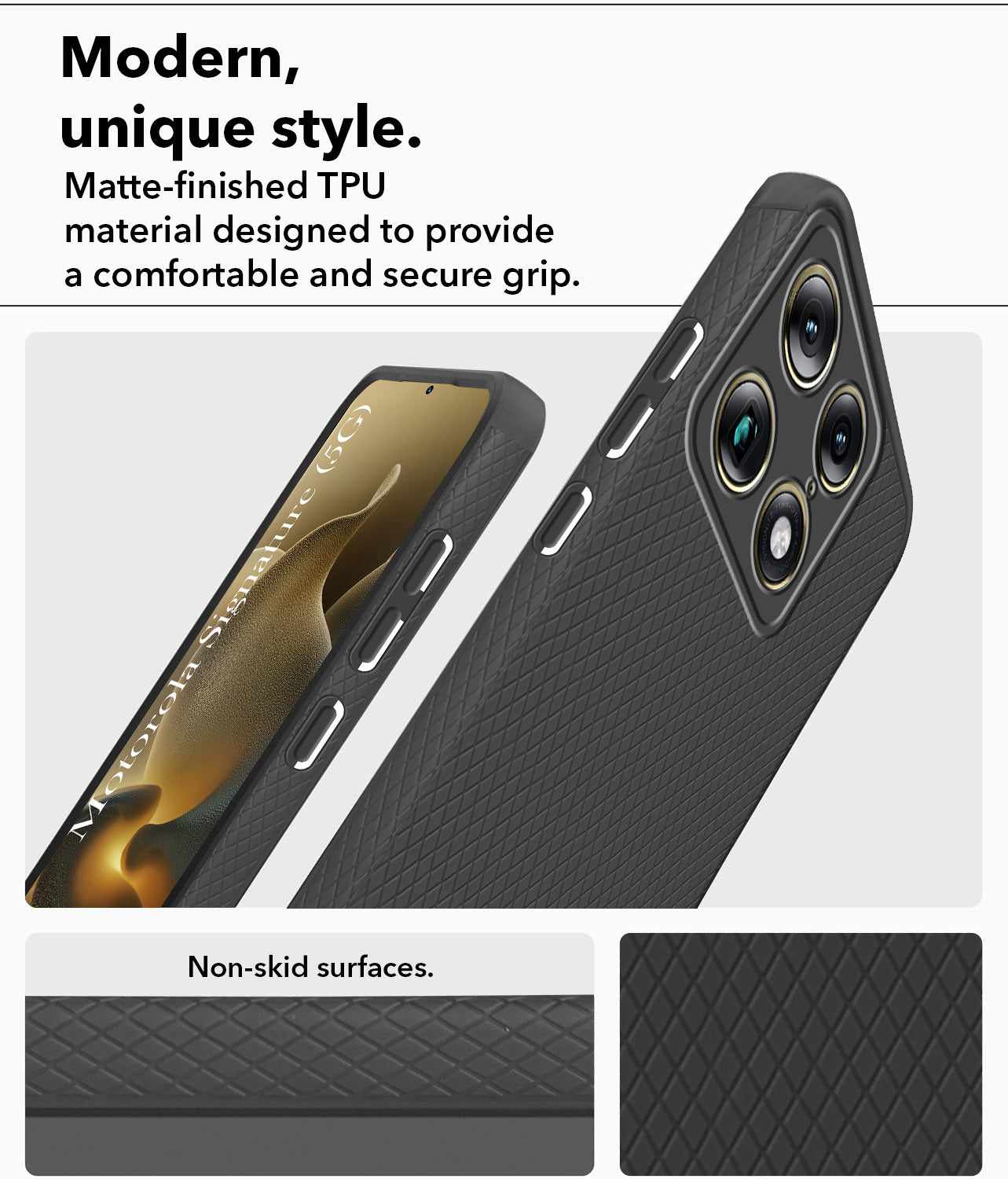For Motorola Moto Signature 5G Back Cover Case Liquid Silicone (Camera Protection | Side Grip Texture | Soft and Flexible)