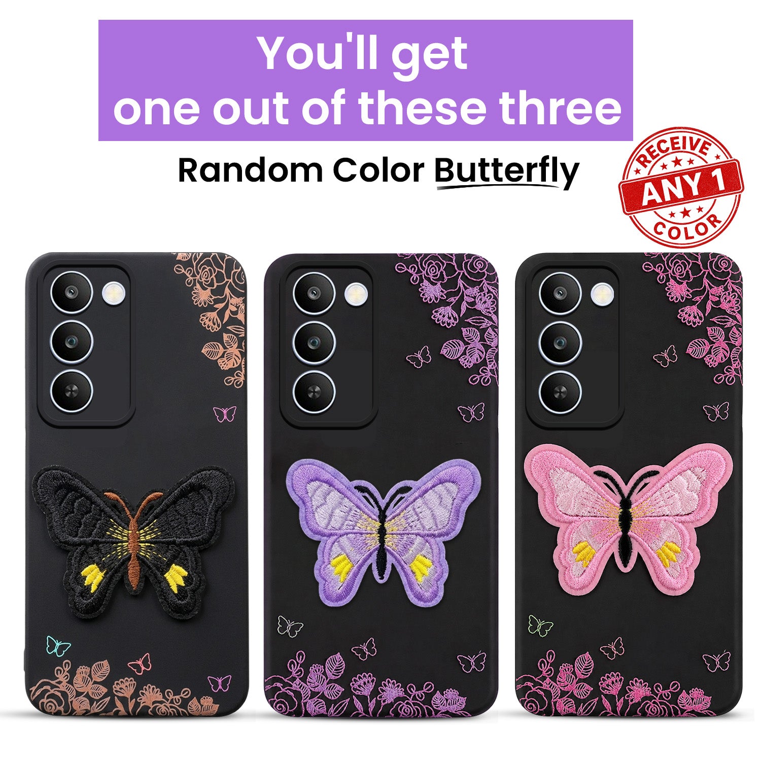 For Realme C83 5G Back Cover Case (Soft Butterfly Embroidery | Women Teen Girls | Camera Protection| Matte Silicone)