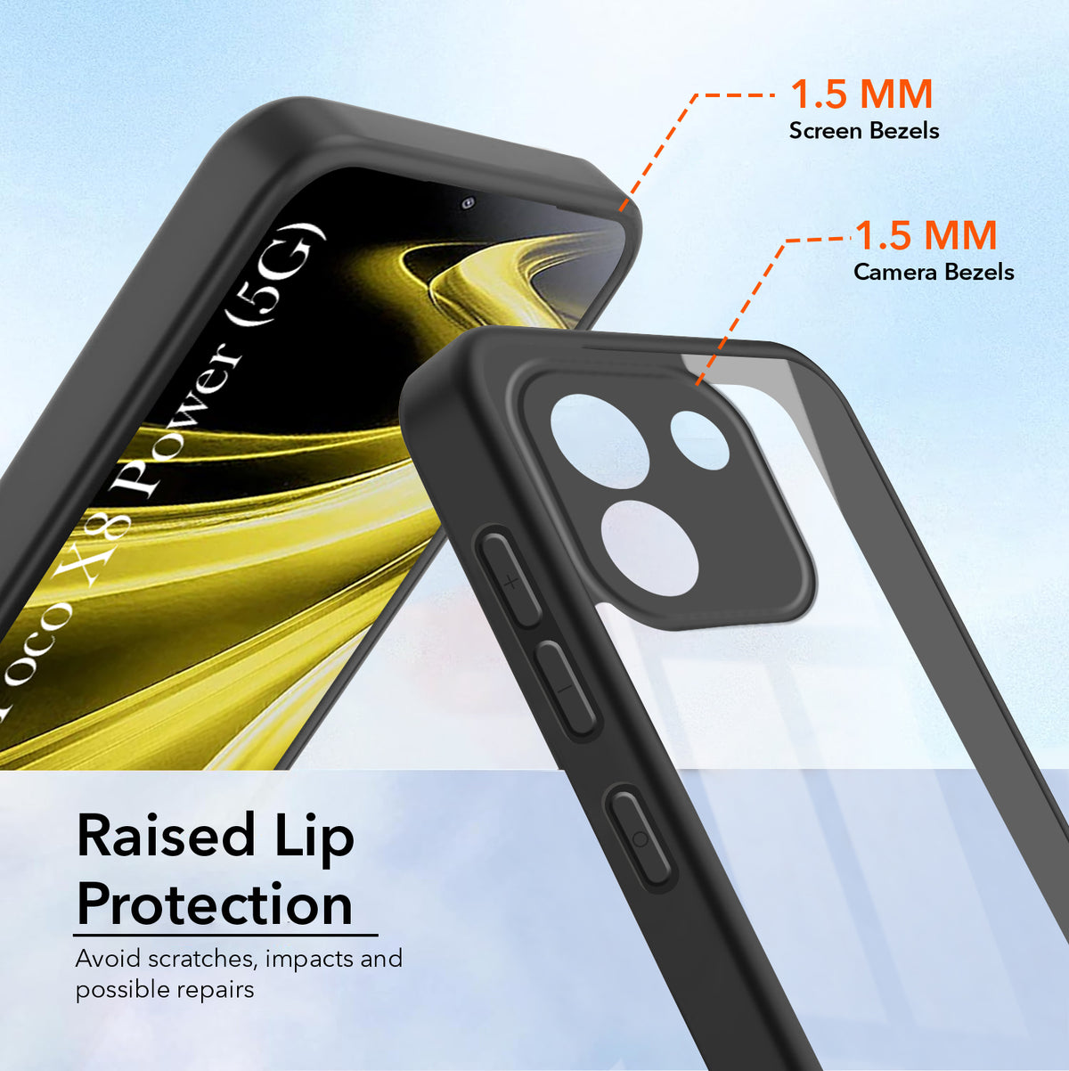 For Poco X8 Power Back Cover Case Ultra-Hybrid (Lifetime Anti Yellow | Anti Scratch | Crystal Clear Shockproof)