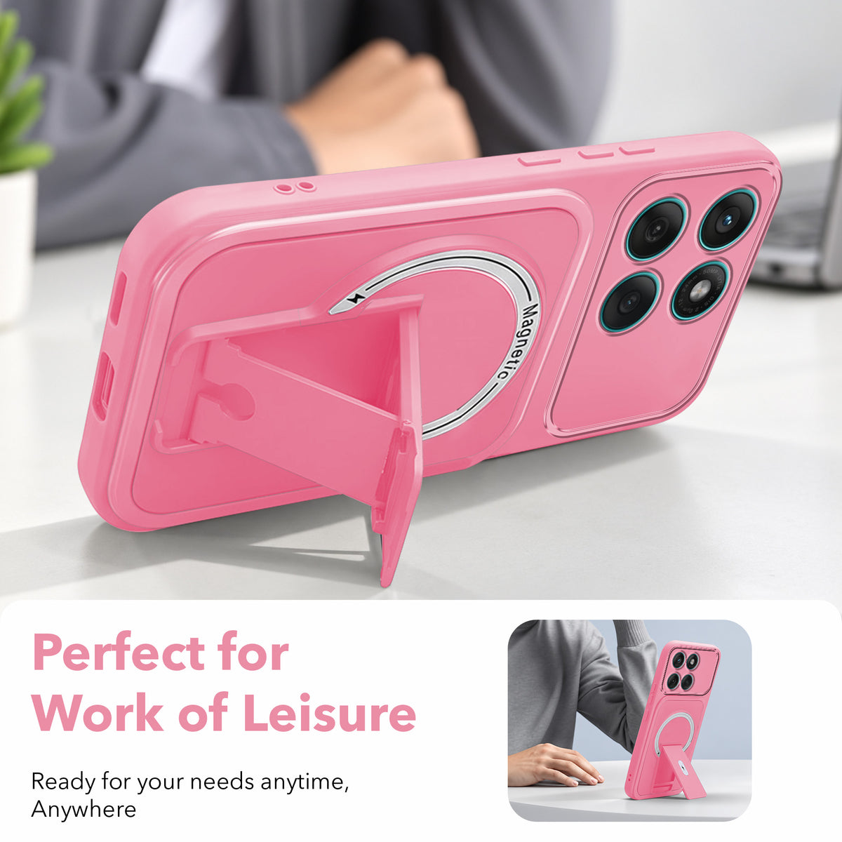 For Motorola Moto Edge 60 Fusion Back Case Cover Metallic (Hybrid Armor Kickstand | MagSafe Compatible | Camera Protection Shockproof)