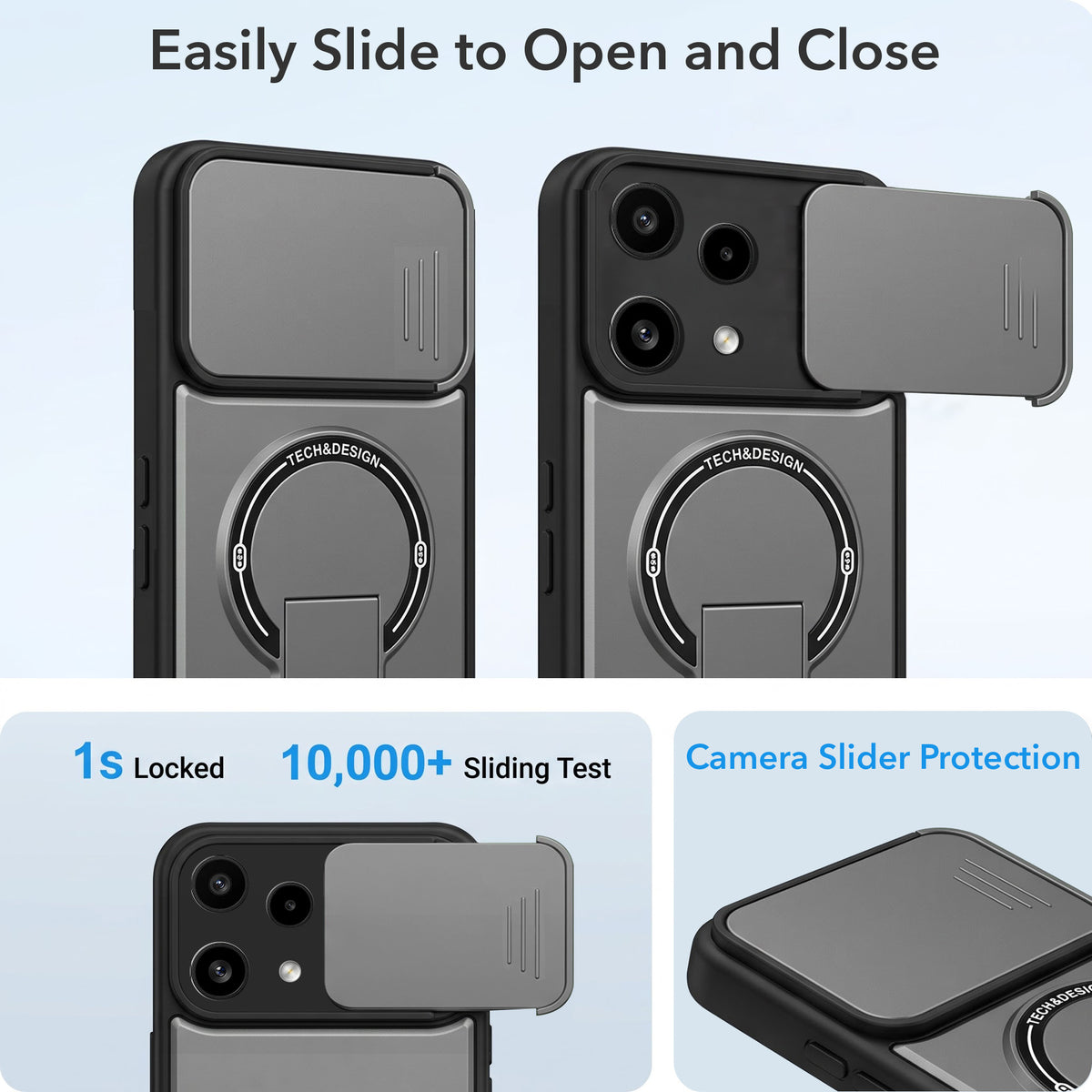 For Nothing Phone 3A Lite Back Case Cover Metallic (Hybrid Armor Kickstand | Sliding Shutter Camera Protection | MagSafe Compatible)