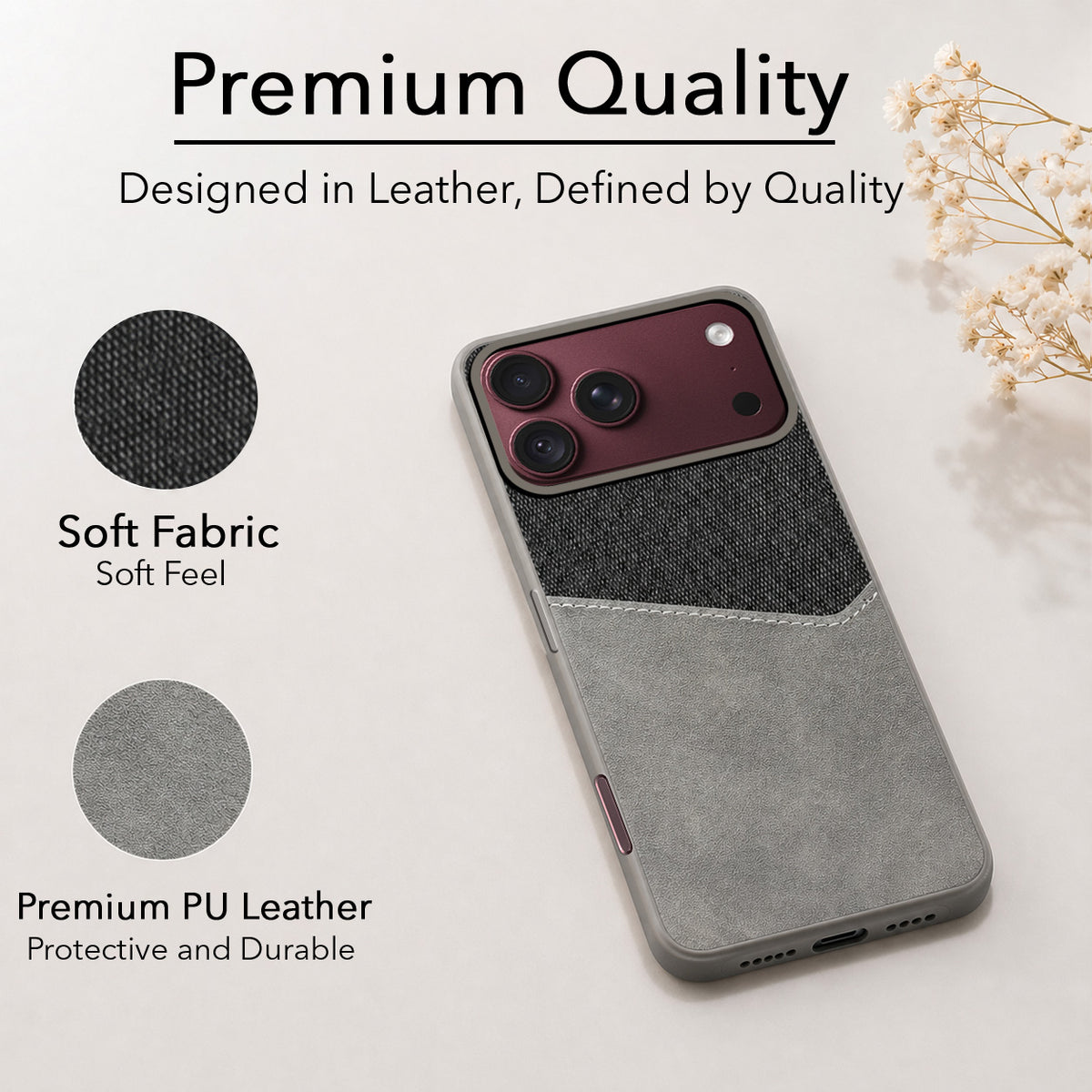 For Apple iPhone 18 Pro Max Back Cover Case (Dual PU Leather Stitch | Professional Minimalist | Soft and Flexible)