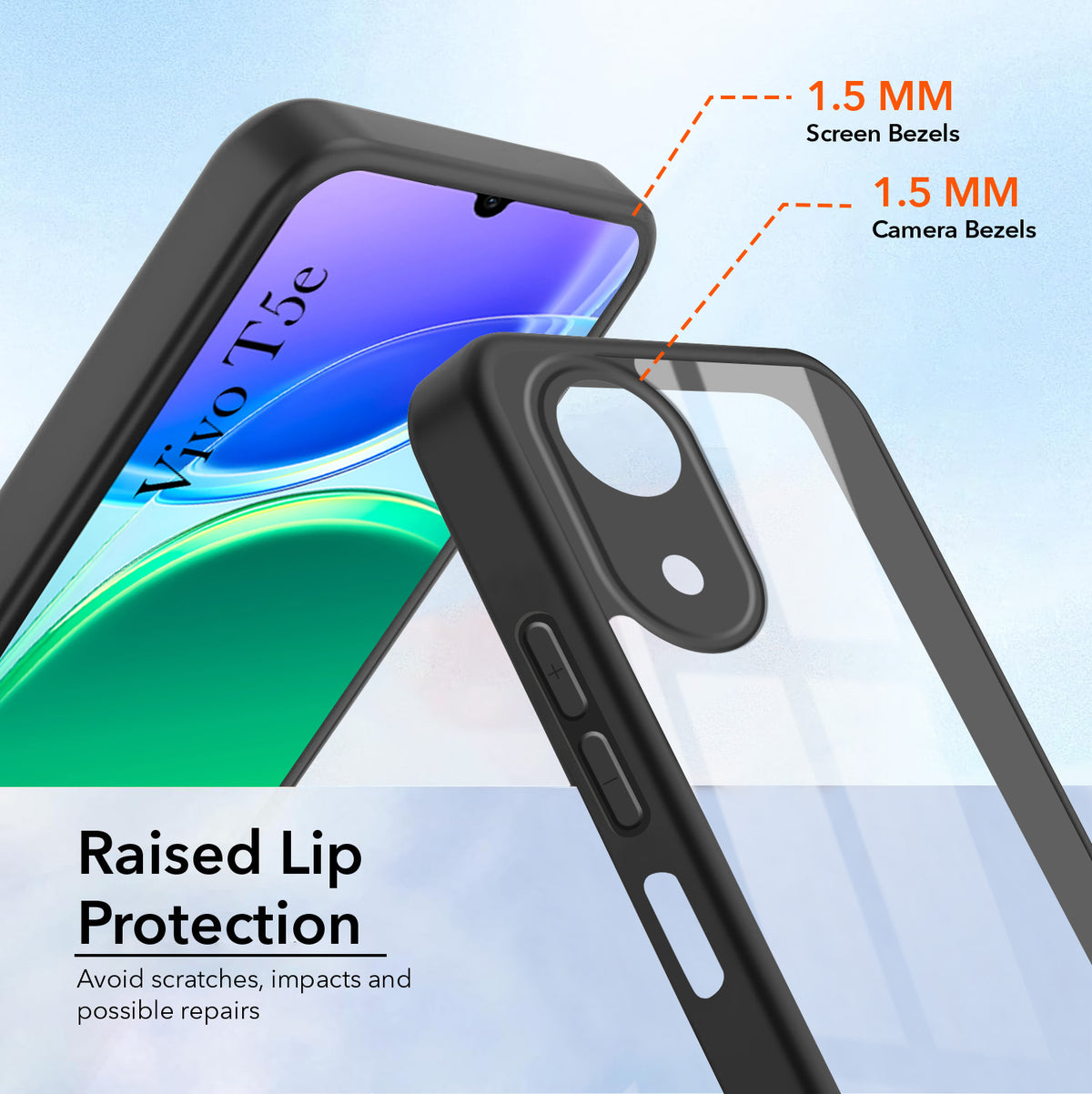For Vivo T5e 4G Back Cover Case Ultra-Hybrid (Lifetime Anti Yellow | Anti Scratch | Crystal Clear Shockproof)