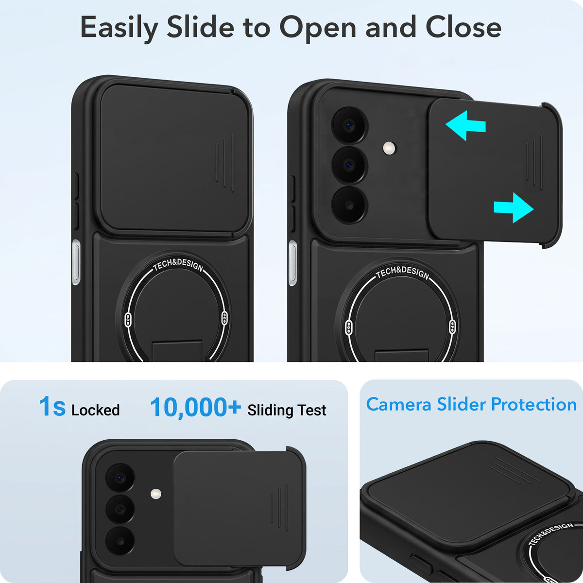 For Samsung Galaxy F70 Pro 5G Back Case Cover Metallic (Hybrid Armor Kickstand | Sliding Shutter Camera Protection | MagSafe Compatible)