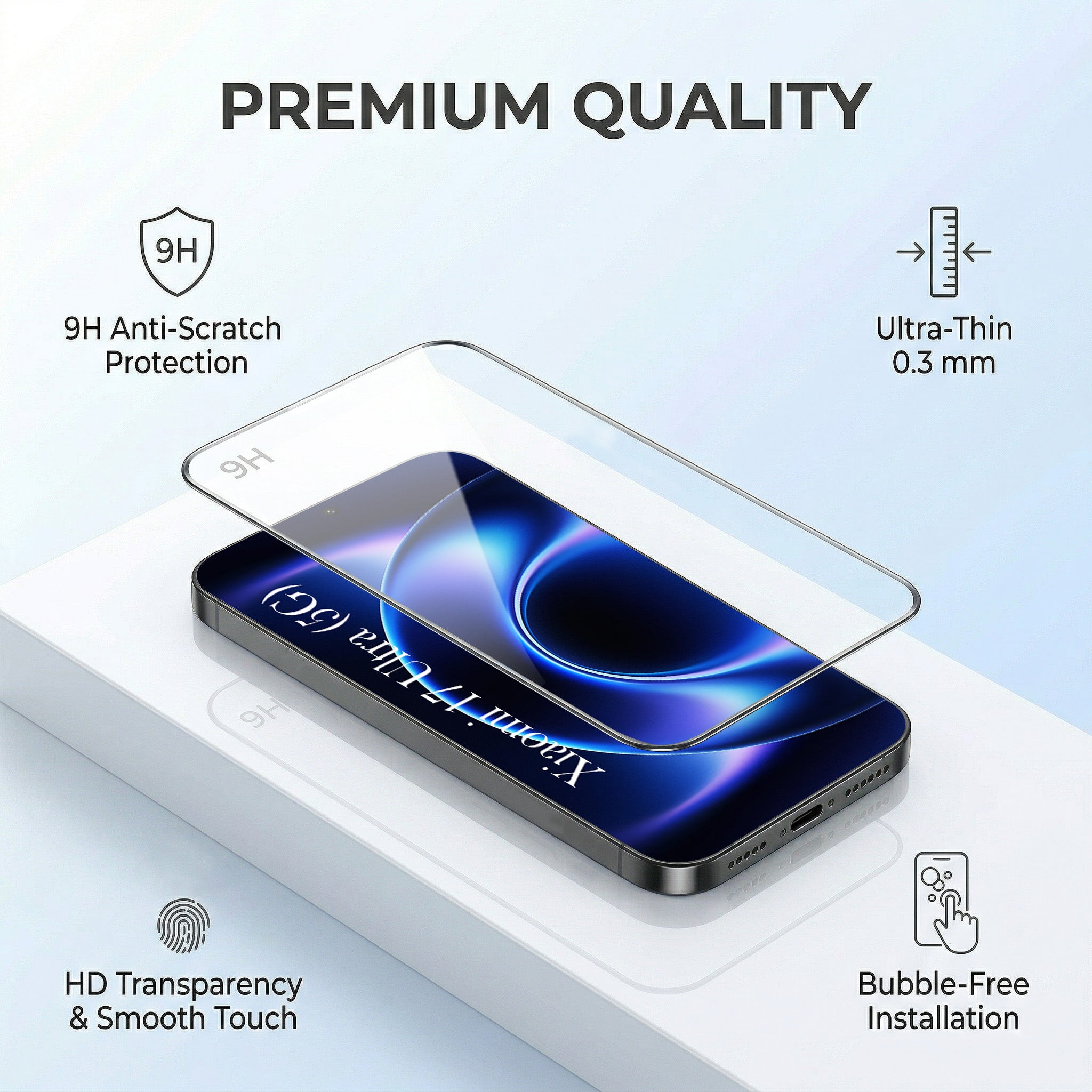 For Xiaomi 17 Ultra 5G Combo with Back Cover and 9H Tempered Glass (Textured Grip Design | Micro-Fiber Cloth Inside | Oleophobic Coating Screen Glass)