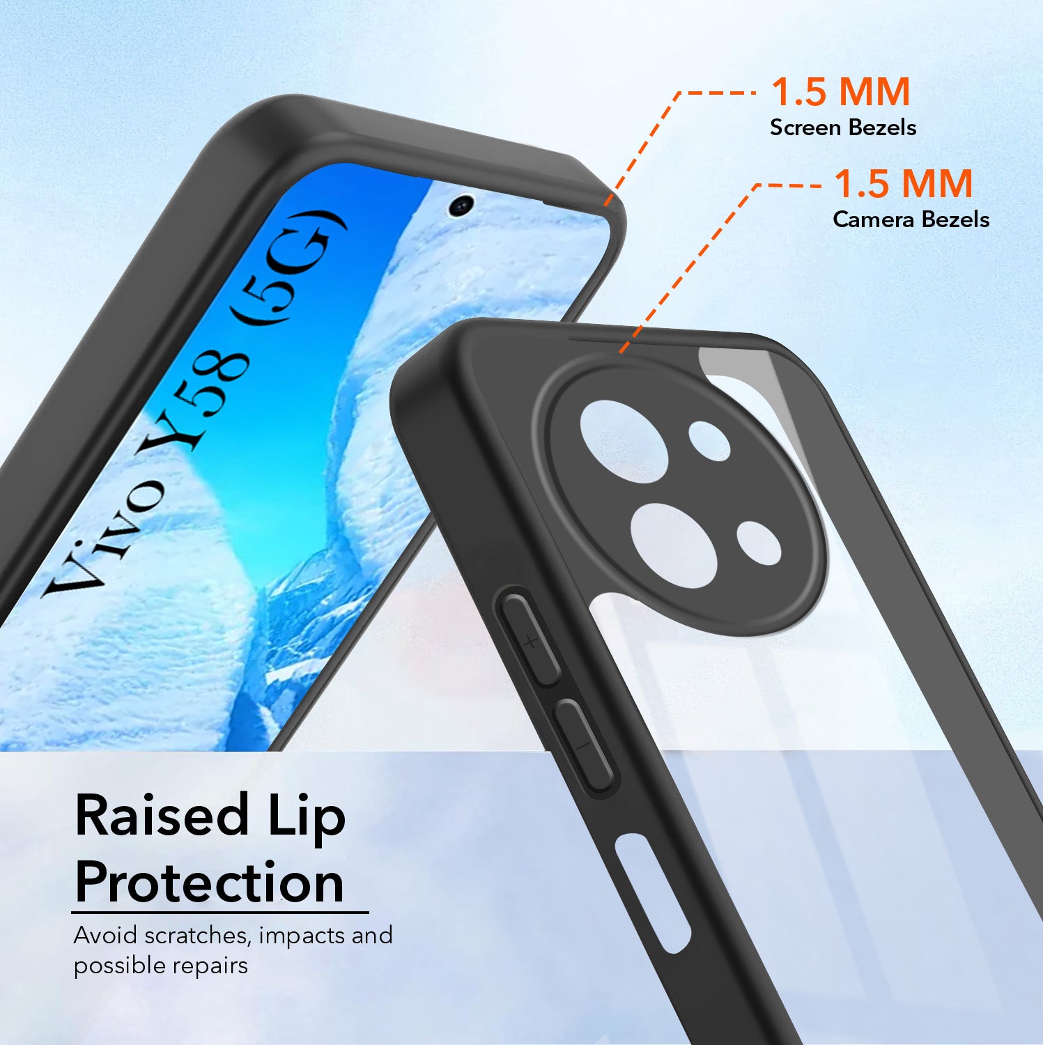 For Vivo Y58 5G Back Cover Case Ultra-Hybrid (Lifetime Anti Yellow | Anti Scratch | Crystal Clear Shockproof)