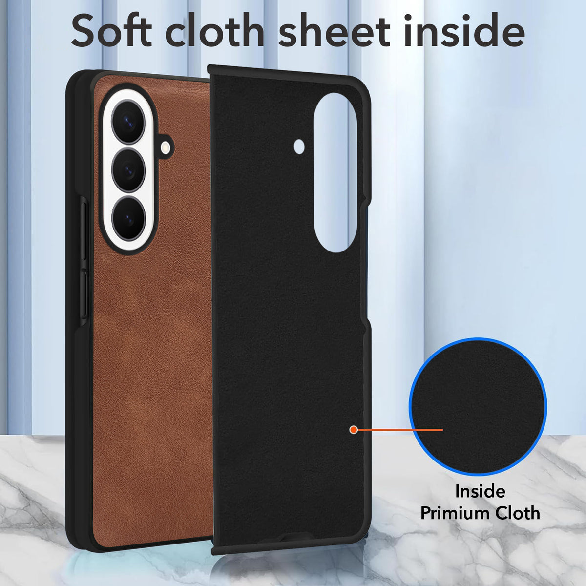 For Samsung Galaxy Z Fold 8 Ultra Back Case Cover Premium Genuine Leather (Integrated Front Screen Protector | Inside Microfiber Cloth)