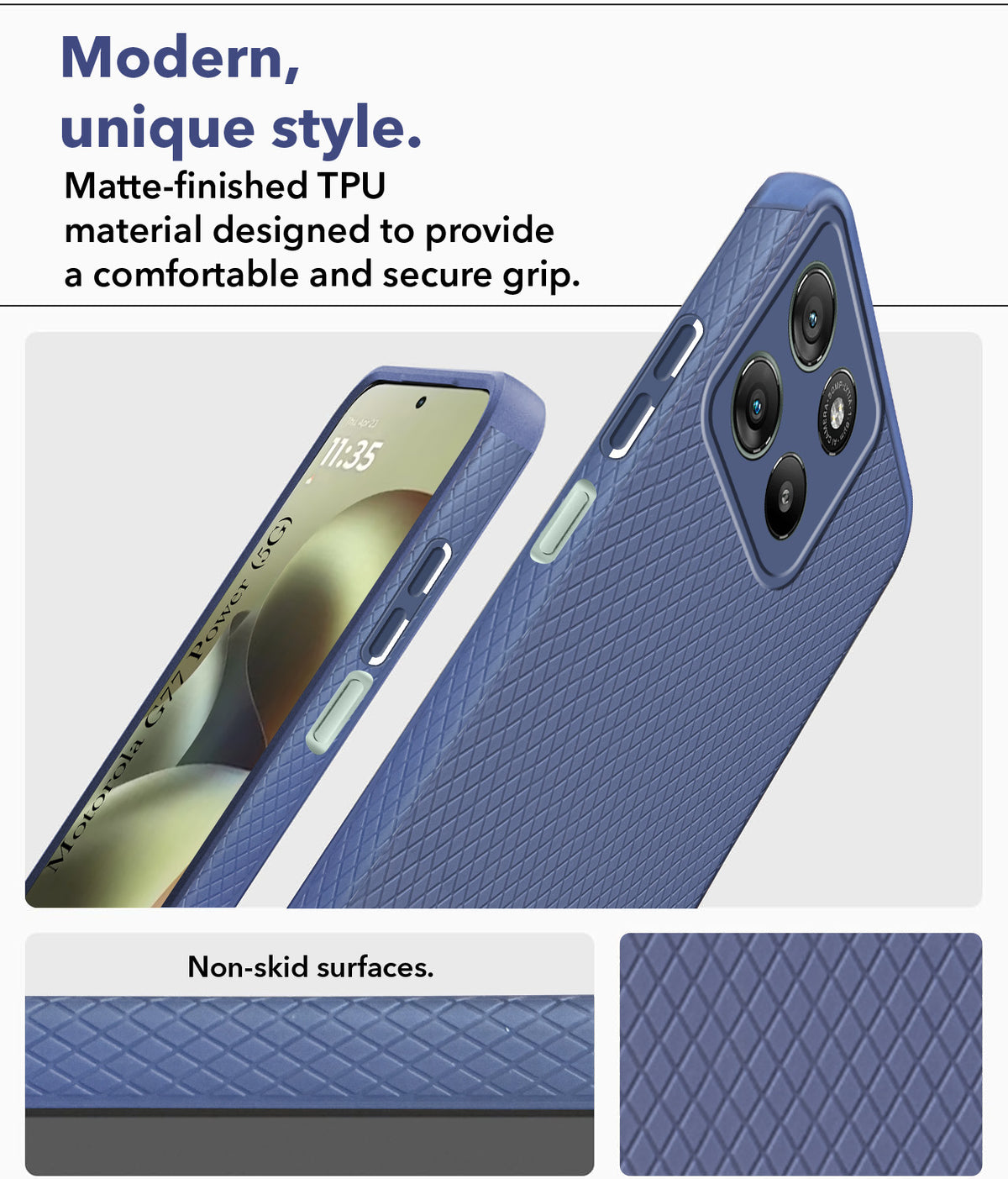 For Motorola Moto G77 Power Back Cover Case Liquid Silicone (Camera Protection | Side Grip Texture | Soft and Flexible)
